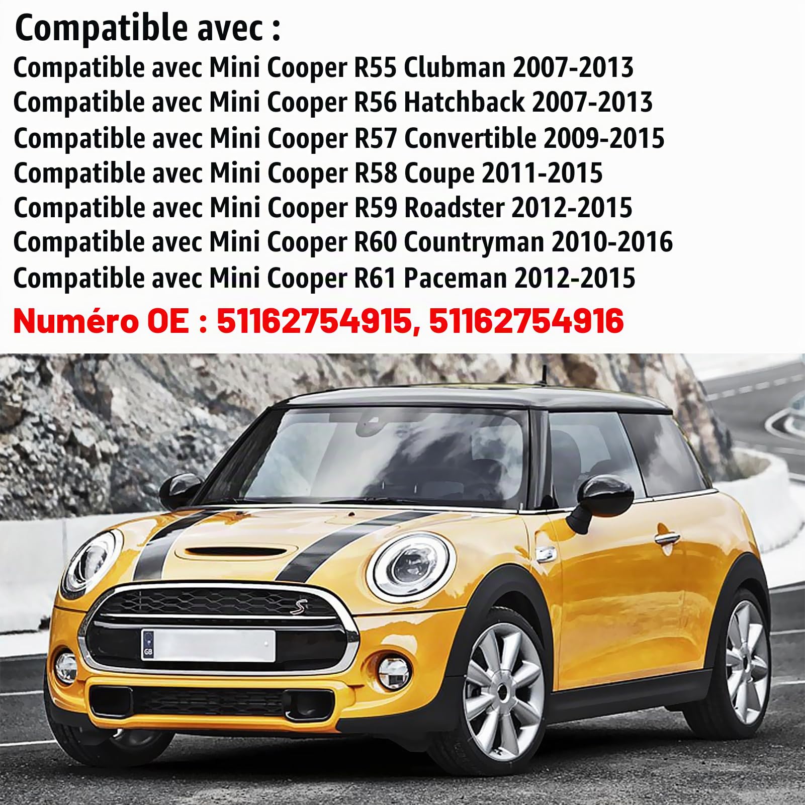 TTCR-II Coque de Rétroviseur pour Mini Cooper R55 R56 R57 R58 R59 R60 R61