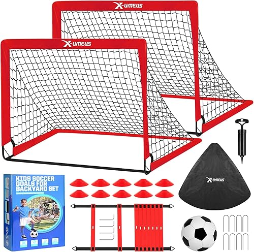 Miniatura 11 de Kids Soccer Goals for Backyard Set of 2, 4 x 3 ft/6 x 4 Toddler Soccer Goal Training Equipment with Soccer Ball, Cones, Pop Up Soccer Net for Kids