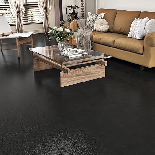 Miniatura 3 de WESTICK Paquete de 20 calcomanías negras para azulejos de piso, despegar y pegar, baldosas de baño, impermeables, para suelos de azulejos, cocina,