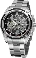 Pulseira masculina de aço inoxidável com movimento chinês automático da marca Forsining, relógio exclusivo FSG8130M4S2