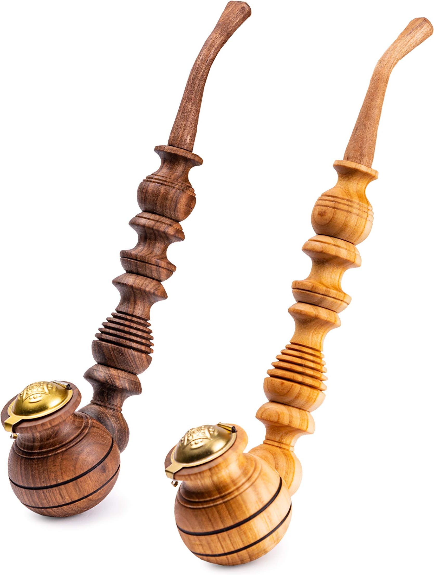 Dr. Watson Wooden Tobacco Pipes, Set of 2, Churchwarden Shape, Handmade from Natural Wood