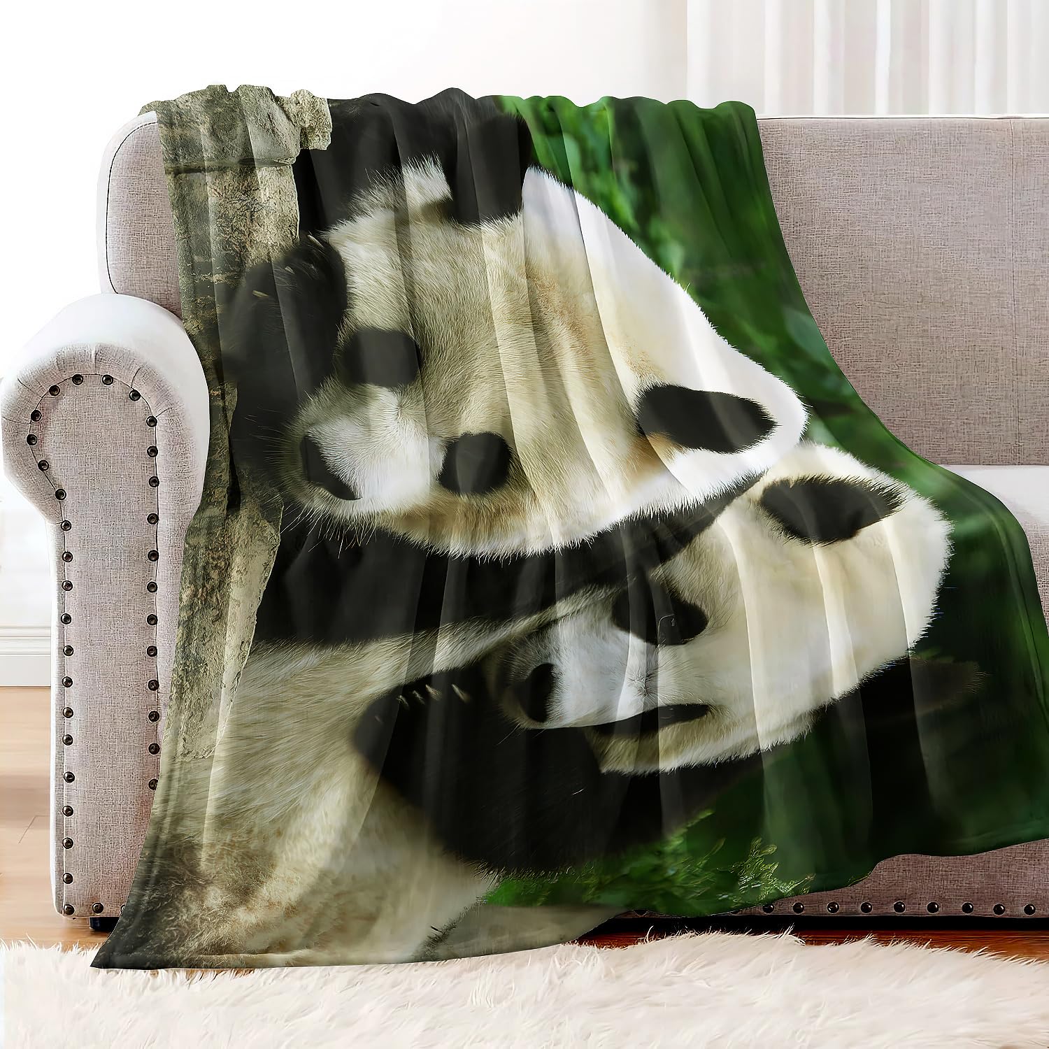 YISUMEI - 150 x 200 cm Decke - Personalisierter Großer Panda Fleecedecke,Kaschmir-Gefühl Kuscheldecke Geeignet für Bett oder Sofa