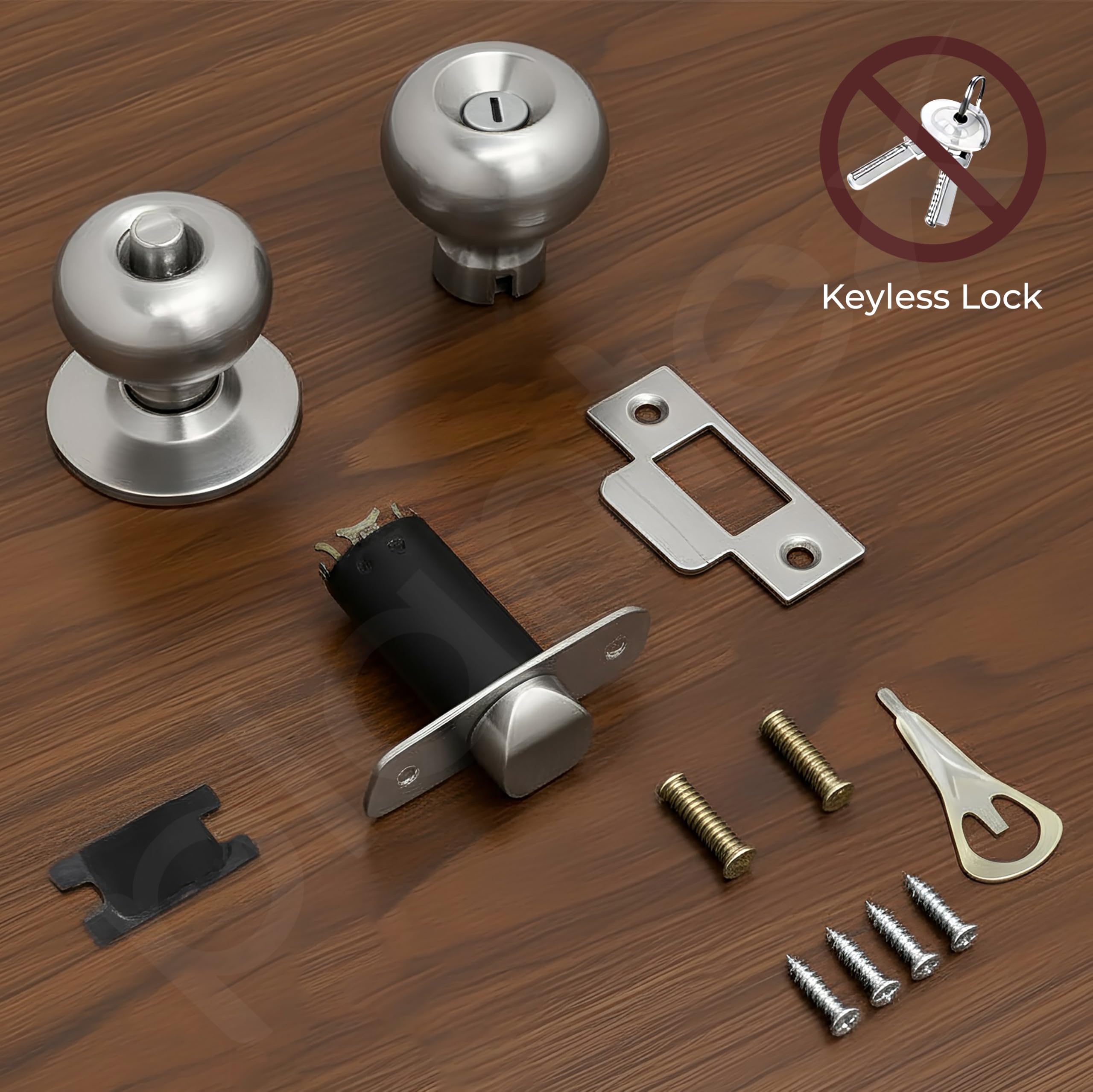 Plantex Bathroom Door Lock - Keyless Cylindrical Lock for Bathroom/Balcony/Tubular Door Knob/Handle (Without Key-Matt) 1
