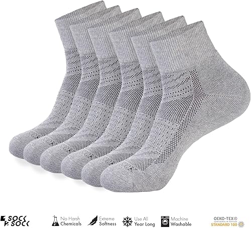Miniatura 2 de 1SOCK2SOCK Paquete de 6 calcetines deportivos de algodón para hombres y mujeres, de algodón, corte bajo, calcetines para correr