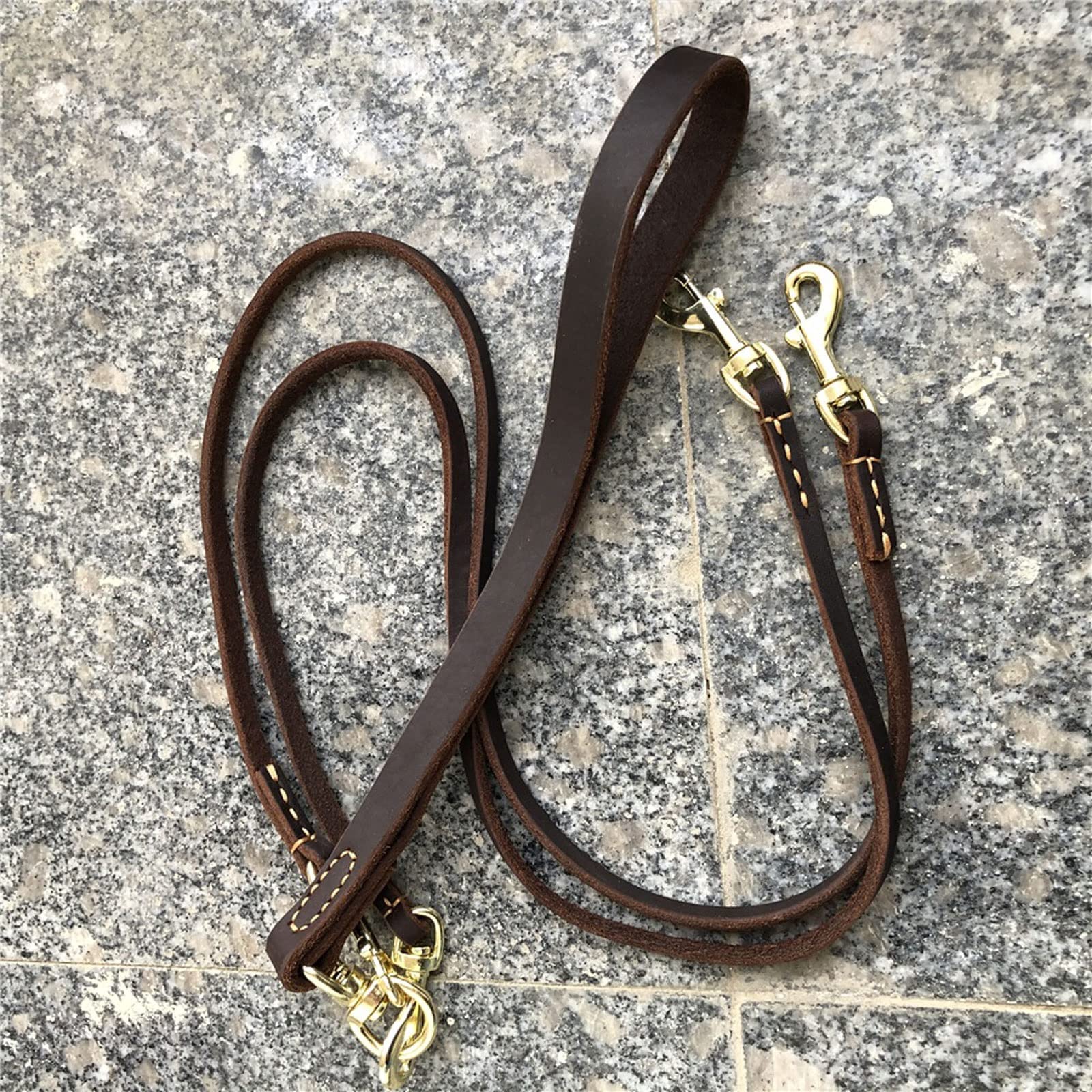 XIANGFAGS Laisse Chien Laisse for Chien Multifonction 2 Voies Double Deux laisses en Cuir for Animaux de Compagnie Amovible Anti-Torsion Marche et Dressage 2 Petits Chiens de Taille Moyenne