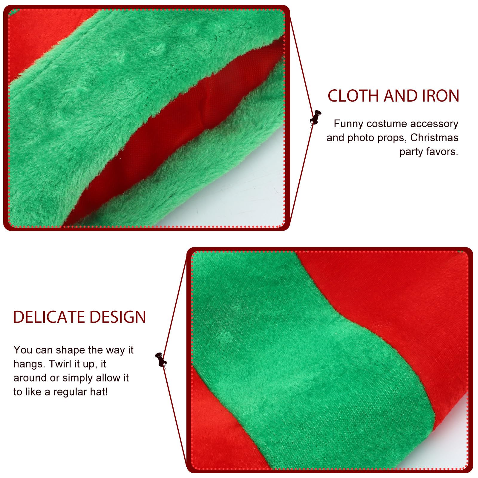 Sombrero Largo Navideño Creativo de Tela y Hierro Verde para Fiestas y Accesorio para Fotos Forma Moldeable y Diseño Divertido