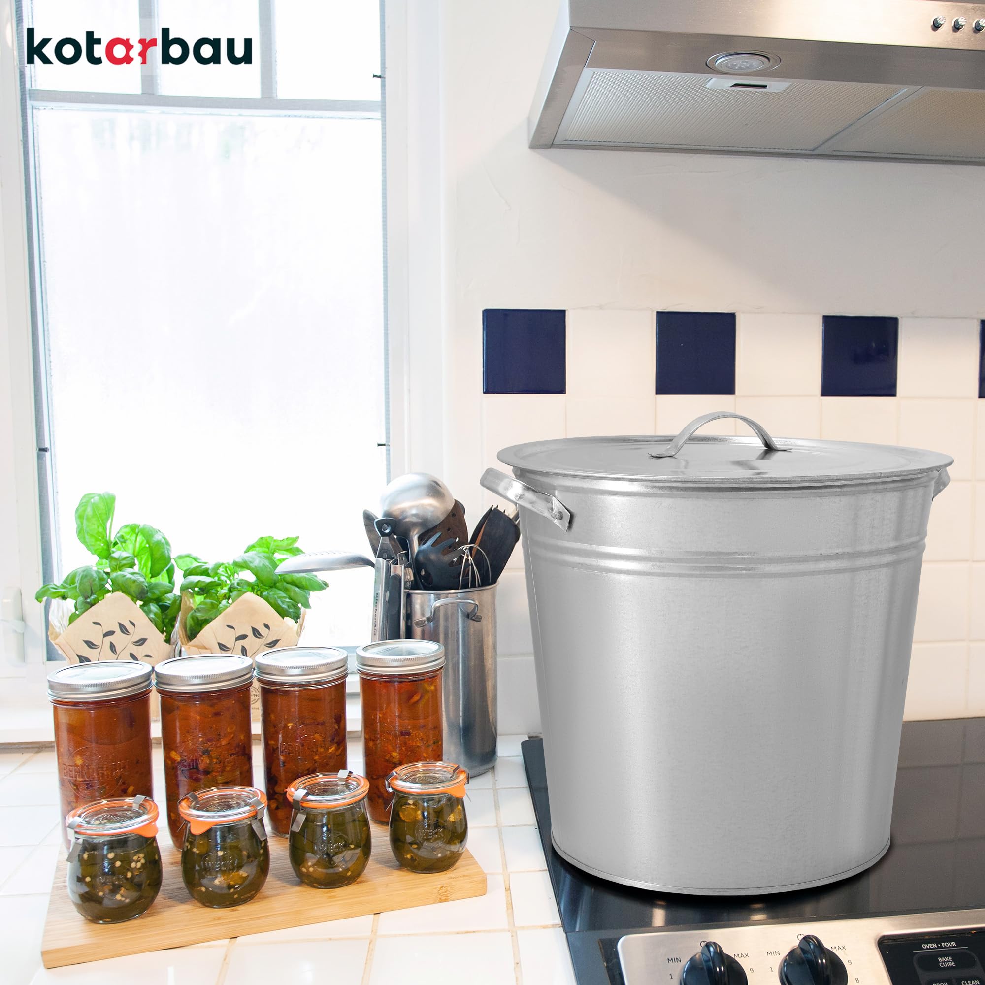 KOTARBAU® Einkochtopf 32 Liter mit Deckel & Zwischenboden, verzinkter Stahl