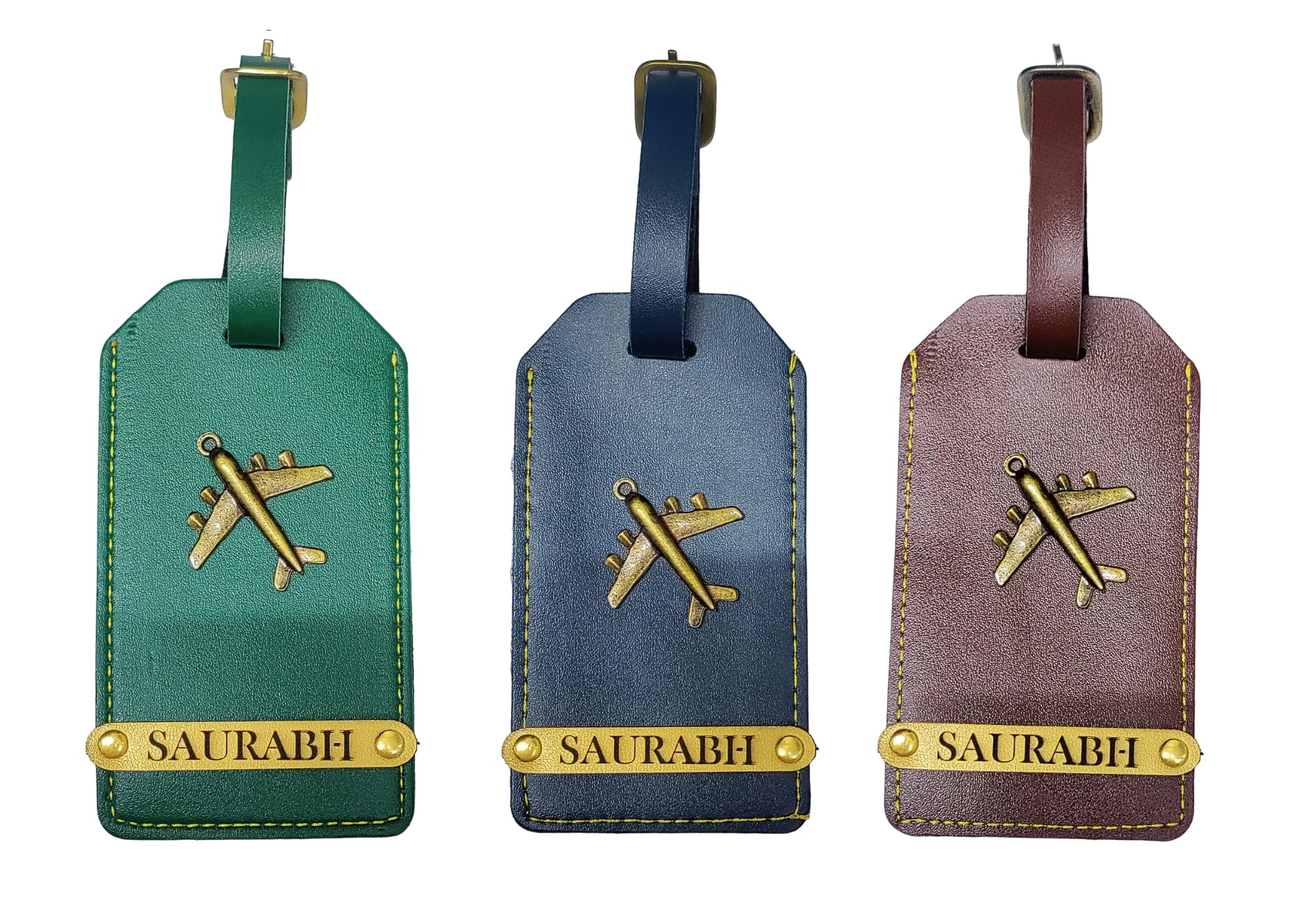 MOREL Personalized Luggage Tags 3 PCS Travel Bag Tags Suitcase Tags Baggage Tags for Luggage for Flight |Green|Blue Brown|-picture-24