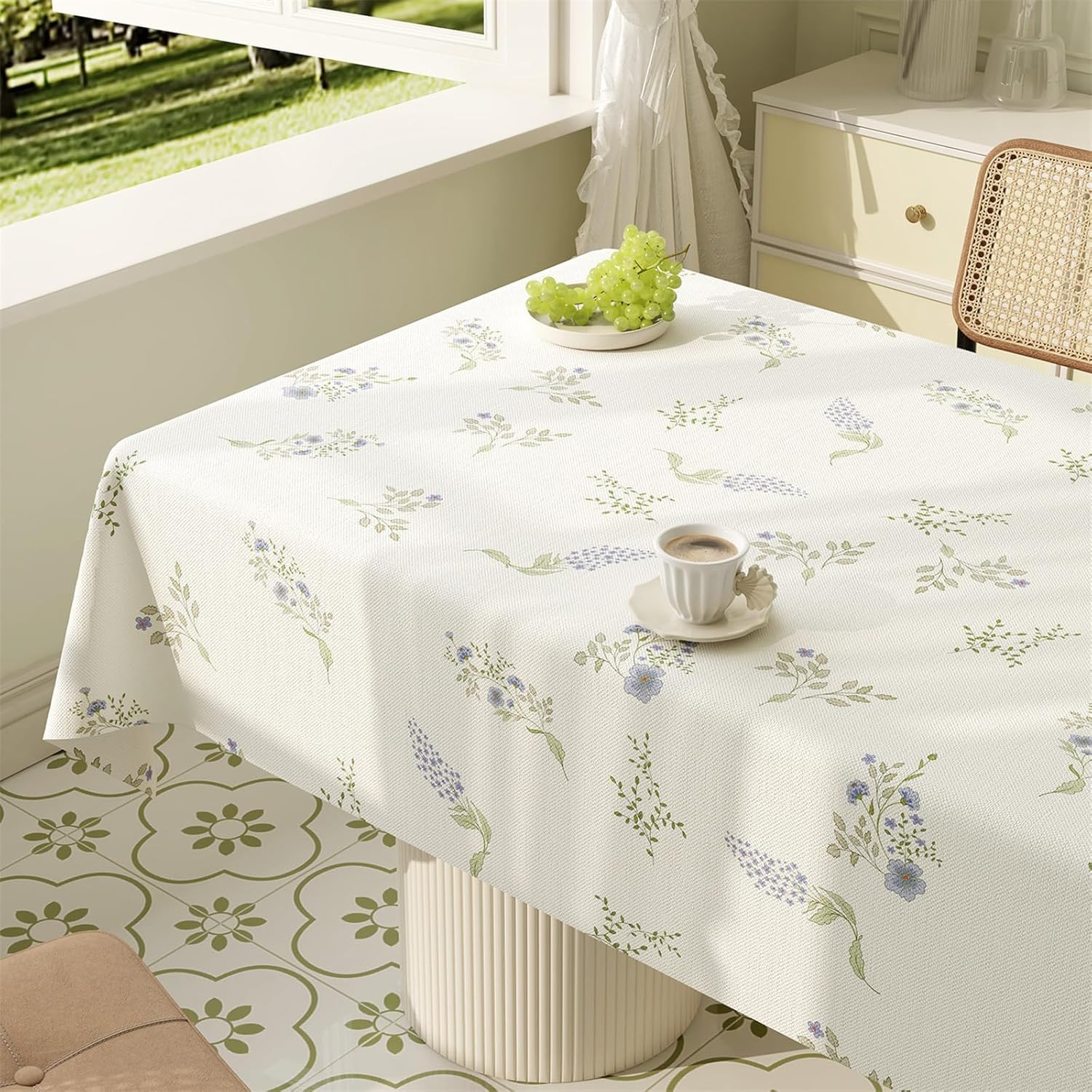 KIJyfgTR Rectangular Tablecloth Ideal For Outdoor Garden Parties(Plants,140x220cm)