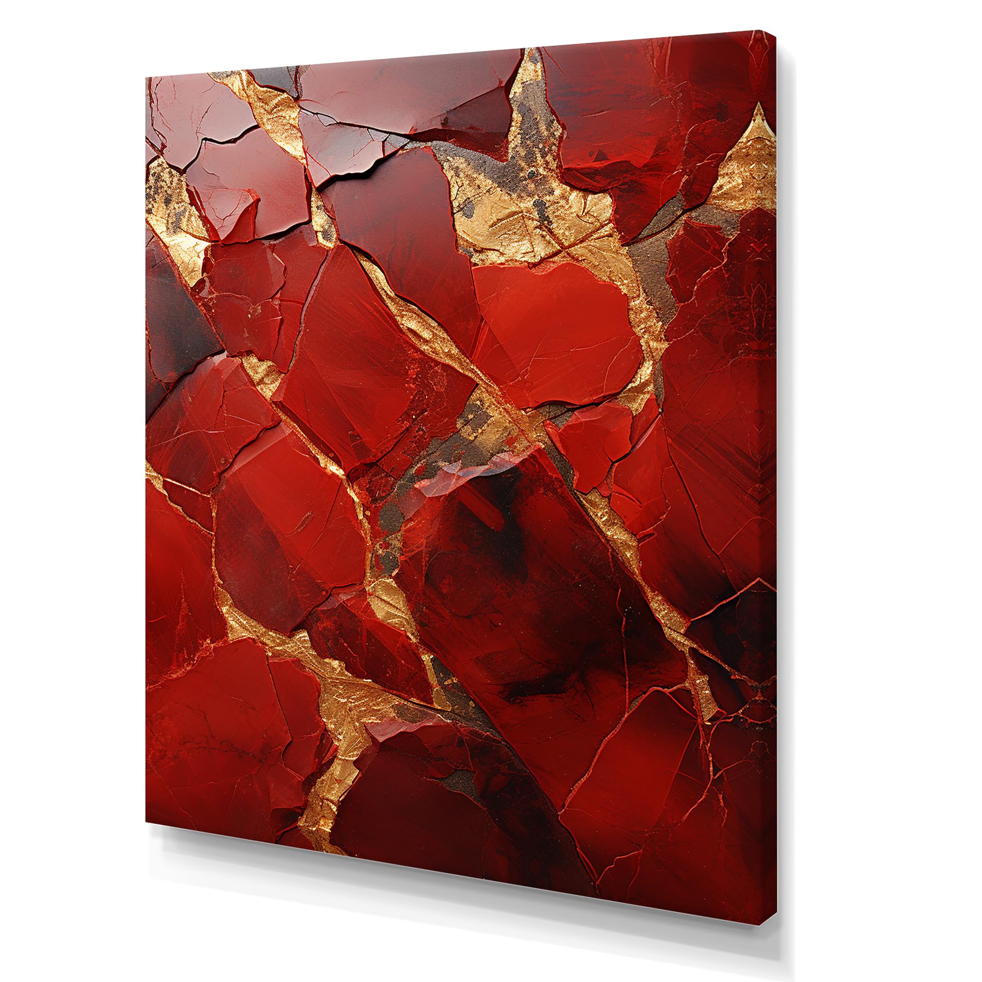DesignQ spiritual stone Oversized Wall art decor, Spiritual Stone Wall Art, Crimson Agate Valor, red Canvas wall art, 30x40 inches