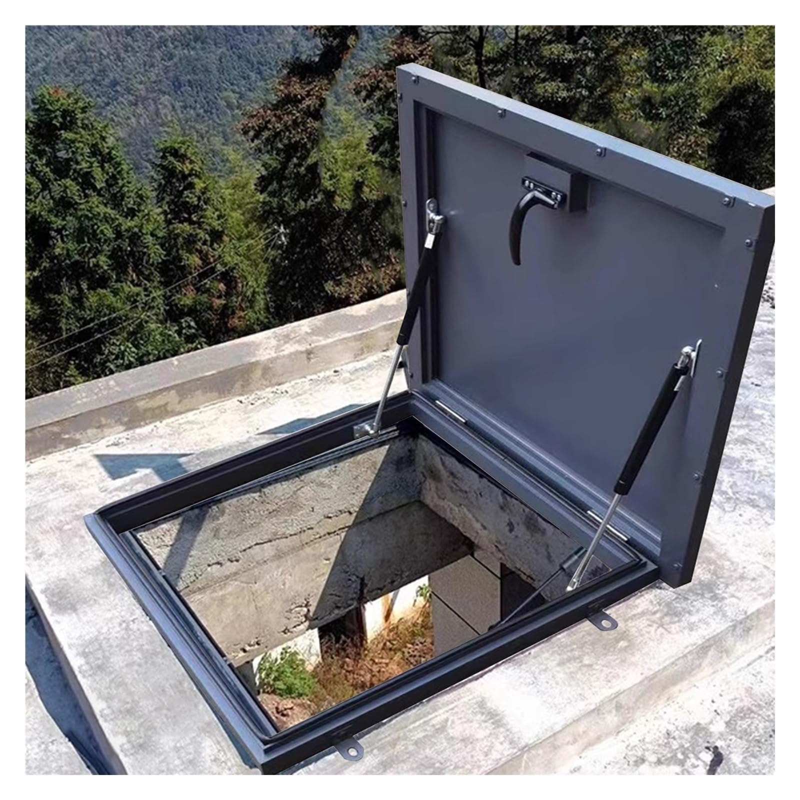 Trappe de Toit en métal galvanisé, Couvercle de Porte à Assistance hydraulique pour accès aux Regards de sous-Sol, avec poignée, Solution d'accès sécurisée pour Usage rés