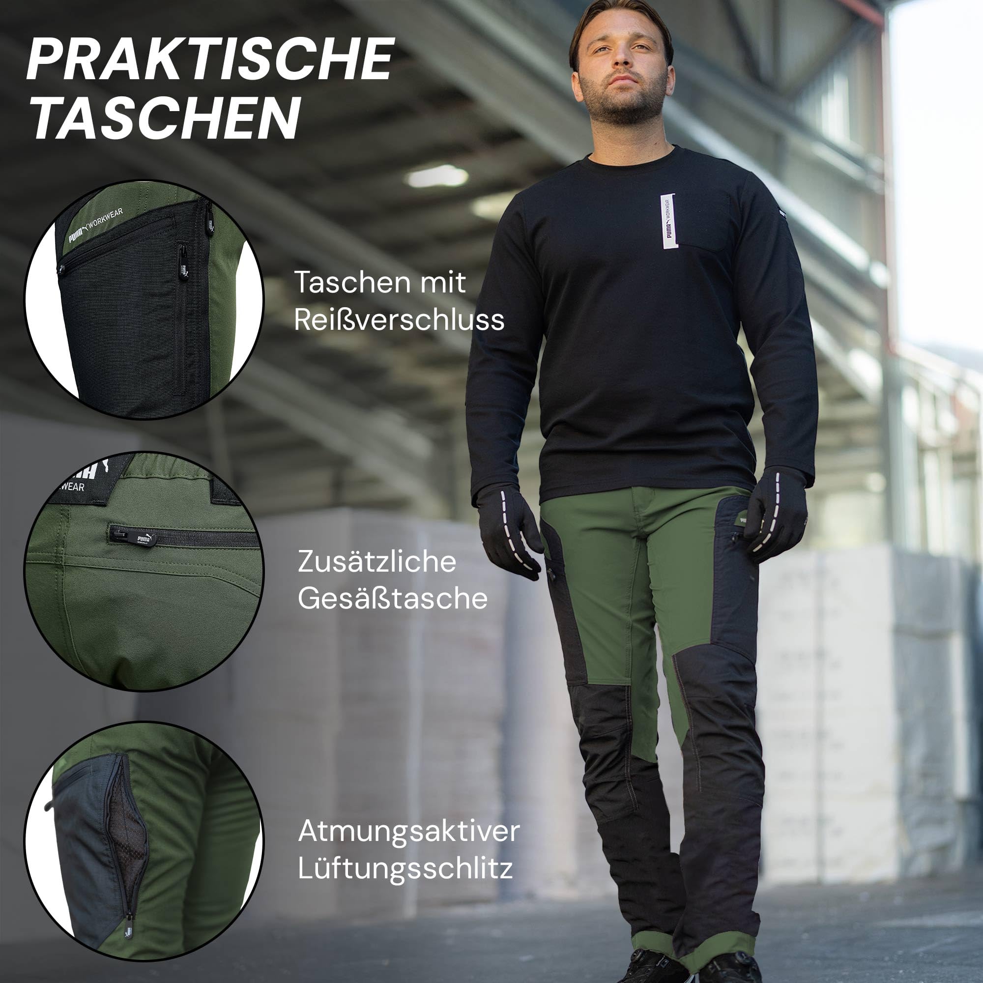 PUMA Workwear Pro-One Adventure Outdoor Wanderhose Herren - Ideal zum Klettern, Bergsteigen, Parkour und mehr – flexibel, verstärkt & strapazierfähig - Outdoor Hosen für Herren