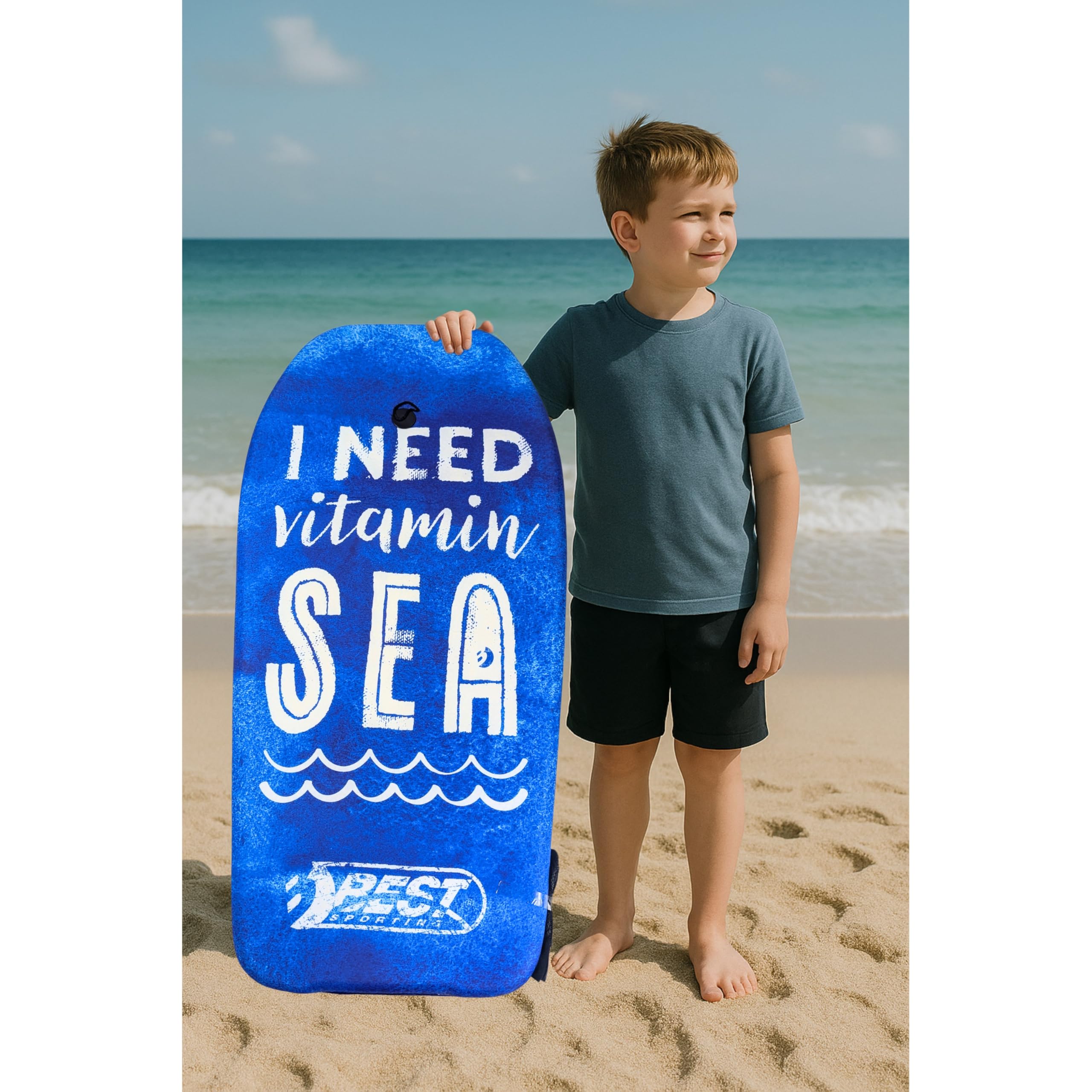 BEST SPORTING Bodyboard pour enfant - Planche de surf légère pour la plage, la mer et la piscine | 92 x 46 x 5 cm | dans différents designs | Avec leash pour un maintien sûr