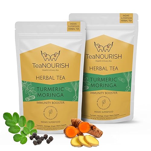 Vista 9 de TeaNOURISH Té de hierbas Tulsi de menta y cúrcuma Superalimentos indios Mezcla de cúrcuma, tulsi y menta Apoyo inmunológico Ingredientes