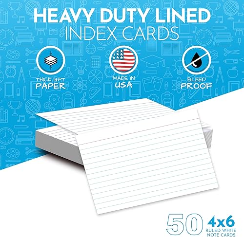 Miniatura 2 de Home Advantage Tarjetas de índice blancas a rayas, tarjetas de notas de archivo (4 x 6 pulgadas)