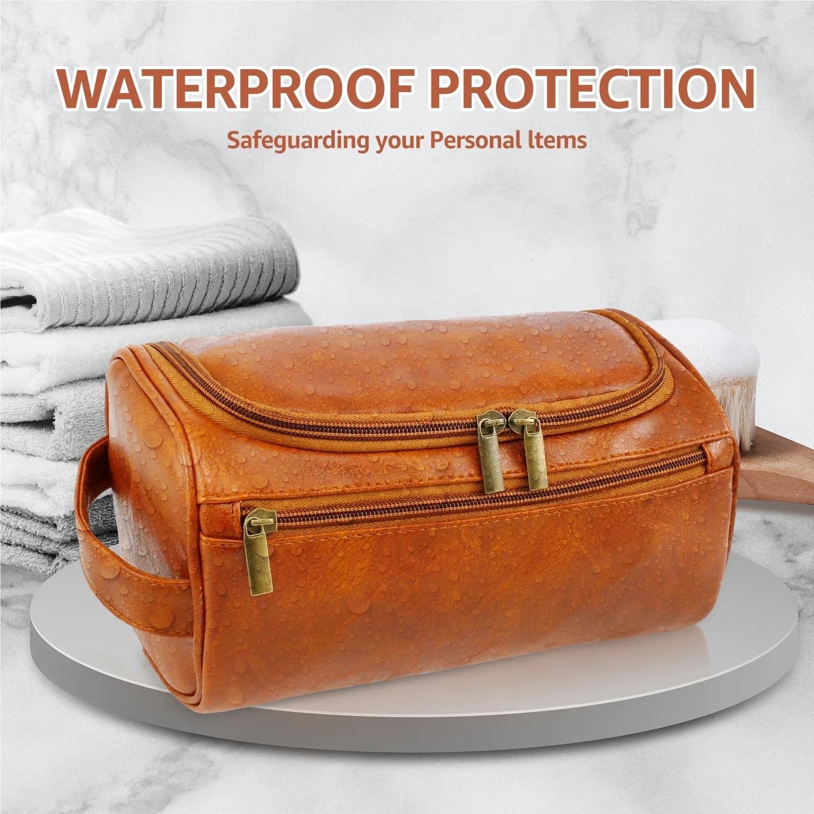 Neceser Neceser de negocios for hombre, bolsa de almacenamiento de artículos de tocador portátil de cuero, bolsa de cosméticos de afeitado impermeable for colgar en viaje de gran capacidad Para Hombre