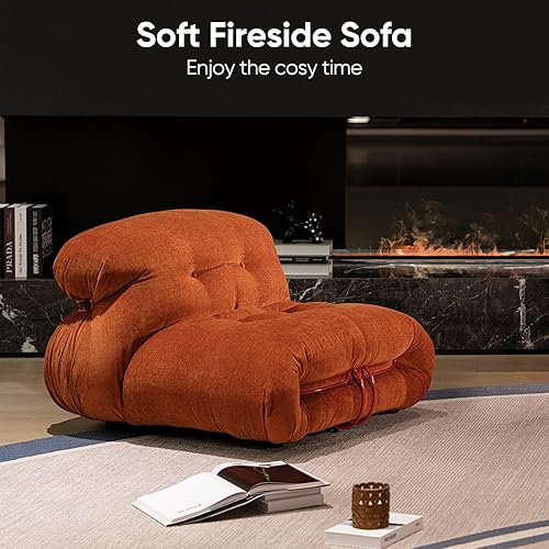 Miniatura 8 de cebihy Fireside - Silla de puf, sofá Soriana, sofá de diseño de soporte de metal con tapicería generosa y efecto acolchado, sin brazos, sofá cómodo