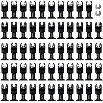 COMOWARE 55 Pcs Oscillating Saw Blades - 1-3/4 Professional Universal Oscillating Tool Blades, Multitool Blades, Quick Release Durable Oscillating Tool for Wood/Plastic/Soft Metal Cutting