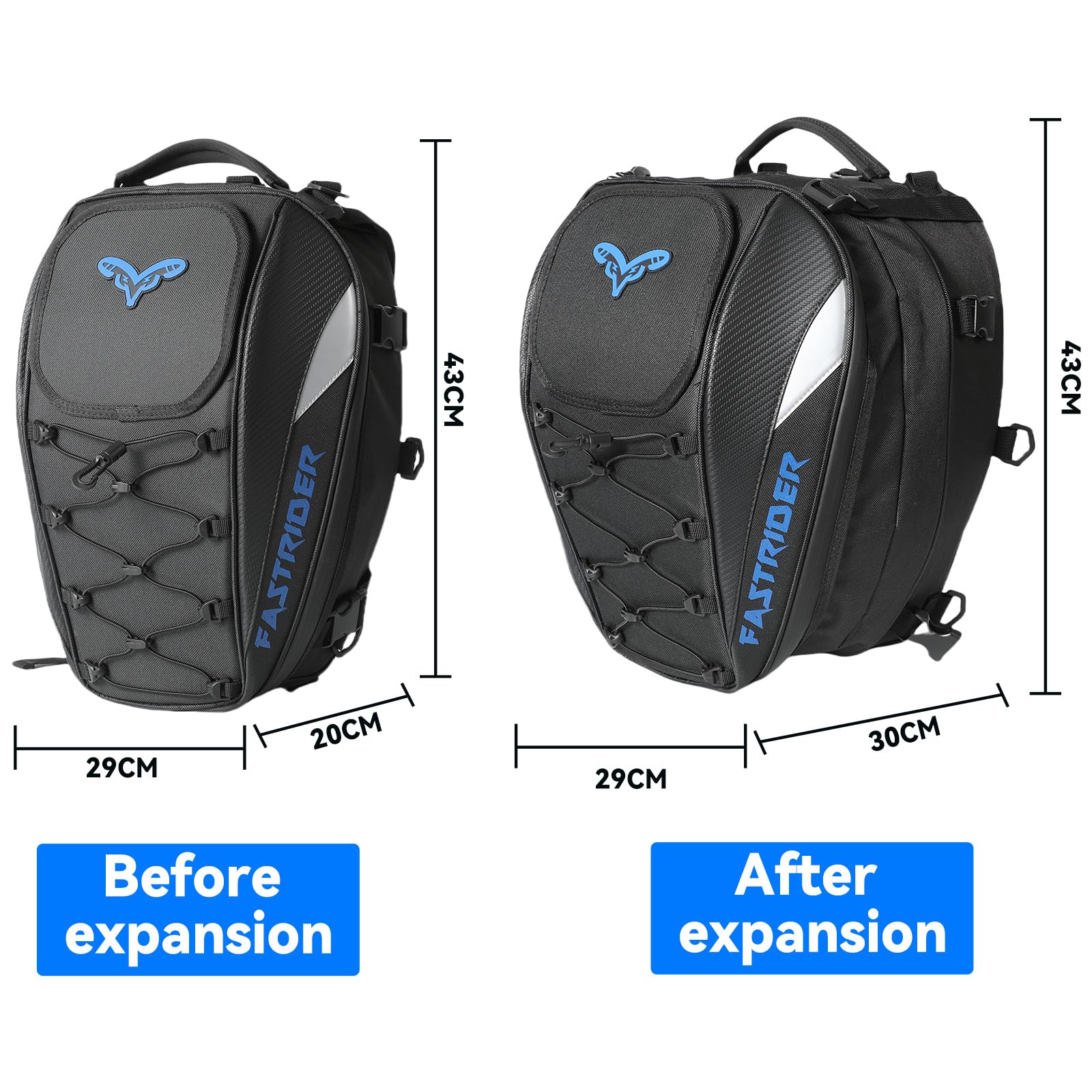 Torba borsa sella moto impermeabile 37L blu
