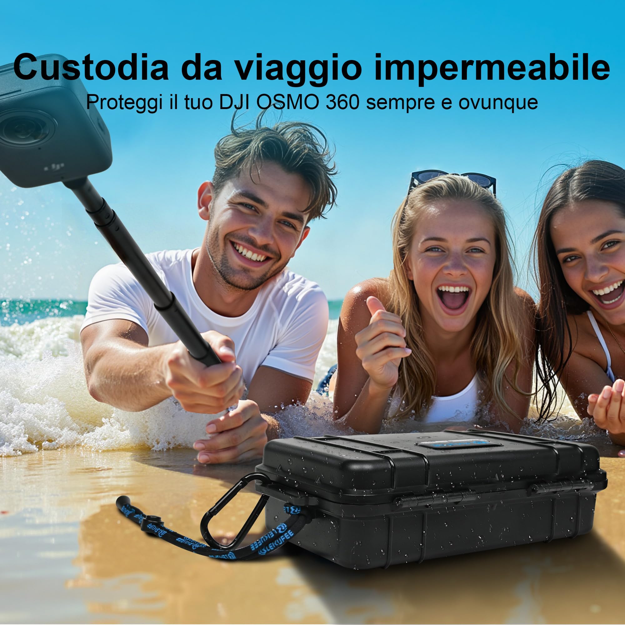 LEKUFEE Custodia Rigida da Viaggio Impermeabile per DJI Osmo 360, Custodia multifunzione per batteria 2 di Osmo Action e altri Accessori (Solo Custodia & Borsa)