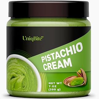 UNIQBITE Pistachio Cream, Natural Sweet Pistachio Butter Spread Paste for Dubai Chocolate Bar, No Palm-Oil, 7 oz (200g)