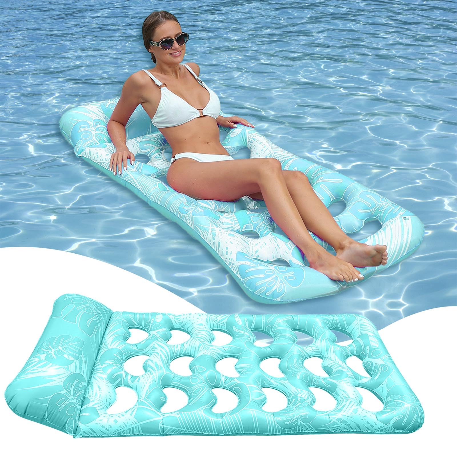 Materasso ad aria per piscina, 170 x 80 cm, materassino da nuoto, giocattolo per feste in acqua, divertimento estivo, per adulti e bambini, blu