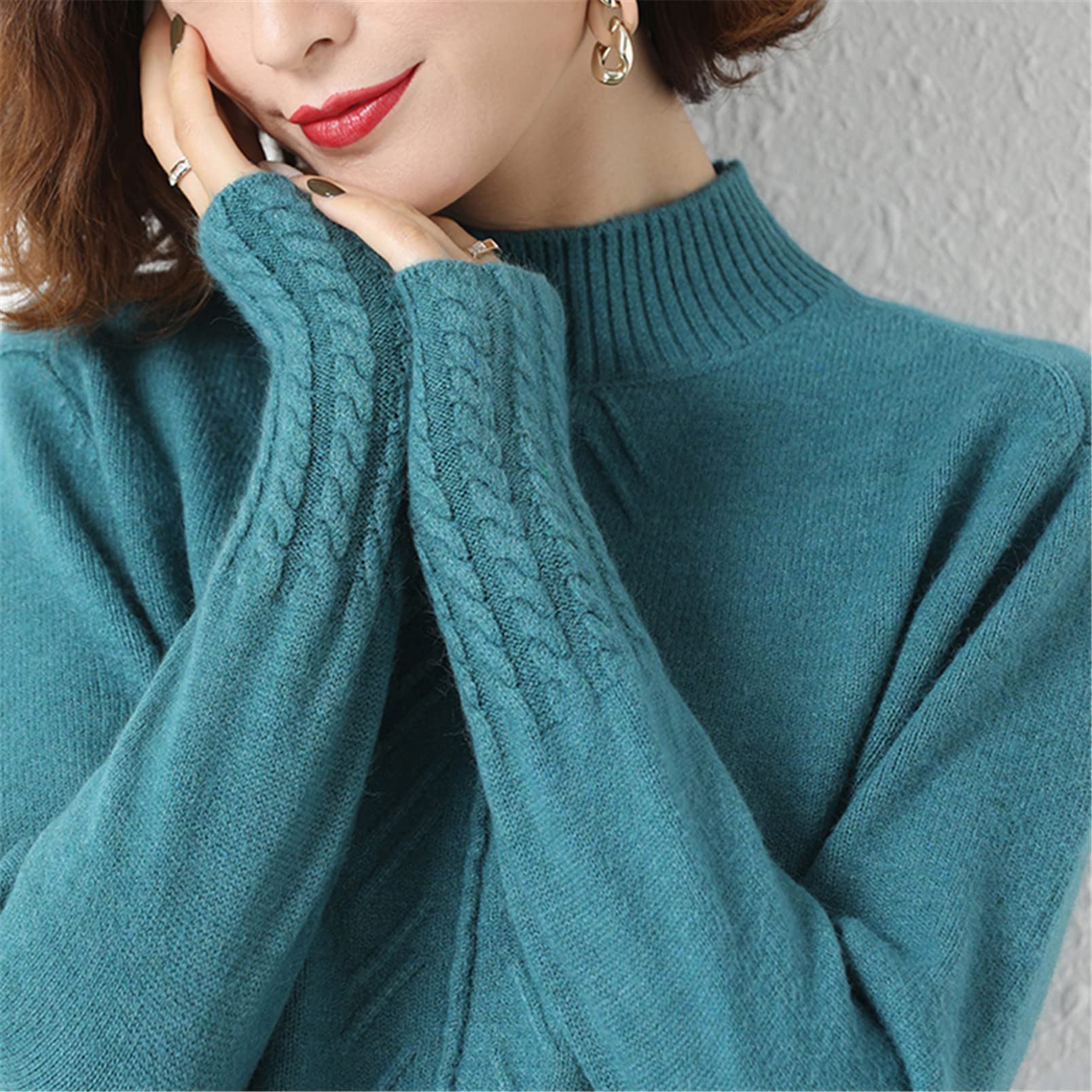 Autunno Inverno Mock Neck Maglia Maglione Donne Split Mezza Dolcevita Manica Lunga Pullover