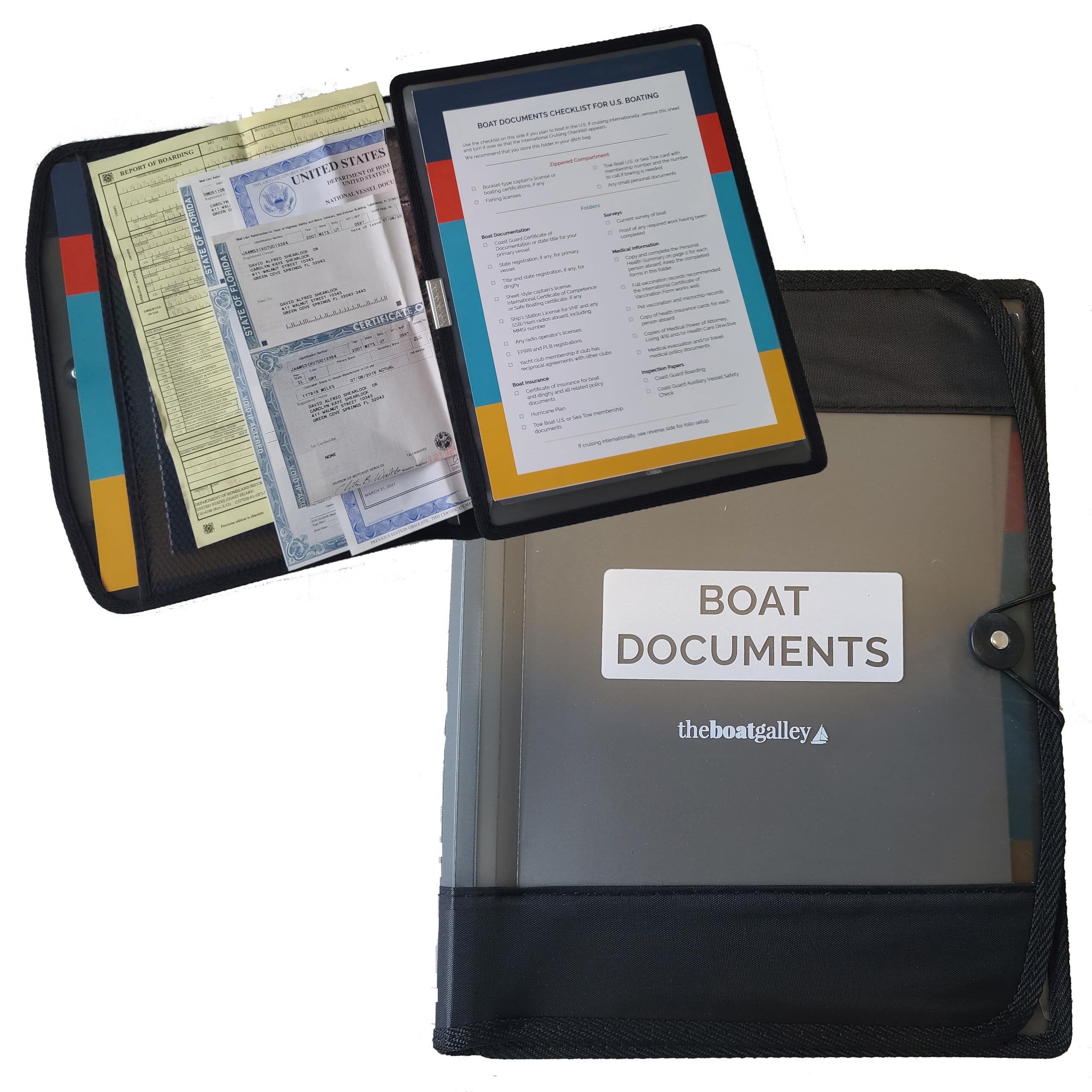 Boat Documents Organizer - Large Size Water Resistant Case for Boat Papers - Keep All Documents Safe and Organized - Boating Gifts for Men (Gray)