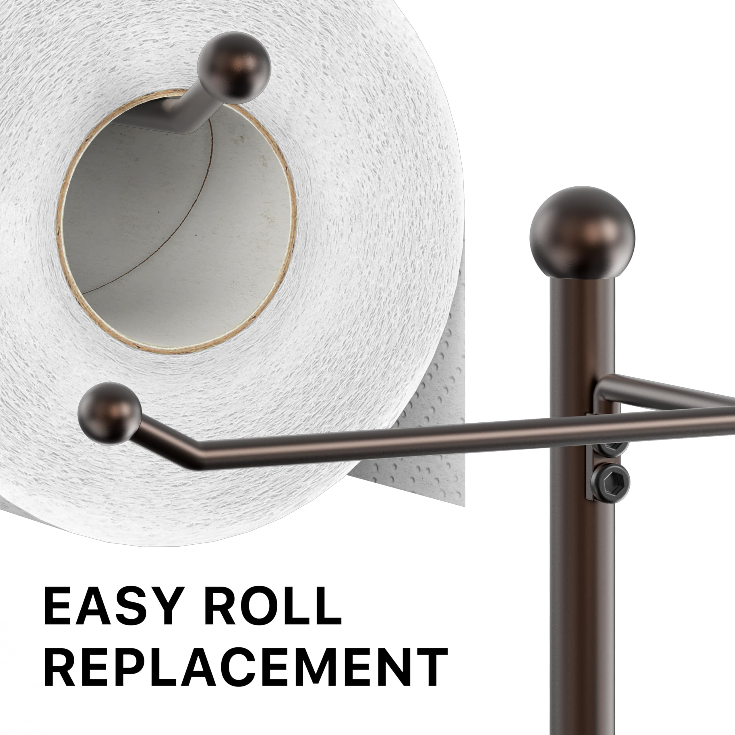 Simple Houseware English Style Toilet Paper Stand Holder w/Woodtop, Bronze — Amazon image 6