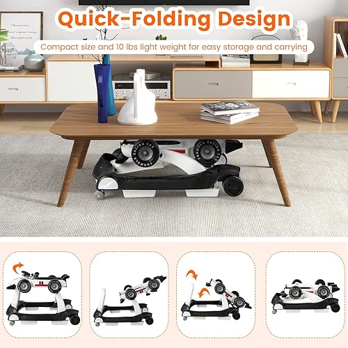 Miniatura 4 de HONEY JOY Andador de bebé 4 en 1 andador de actividad con 3 alturas ajustables ruedas suaves con velocidad ajustable asiento acolchado música y luz