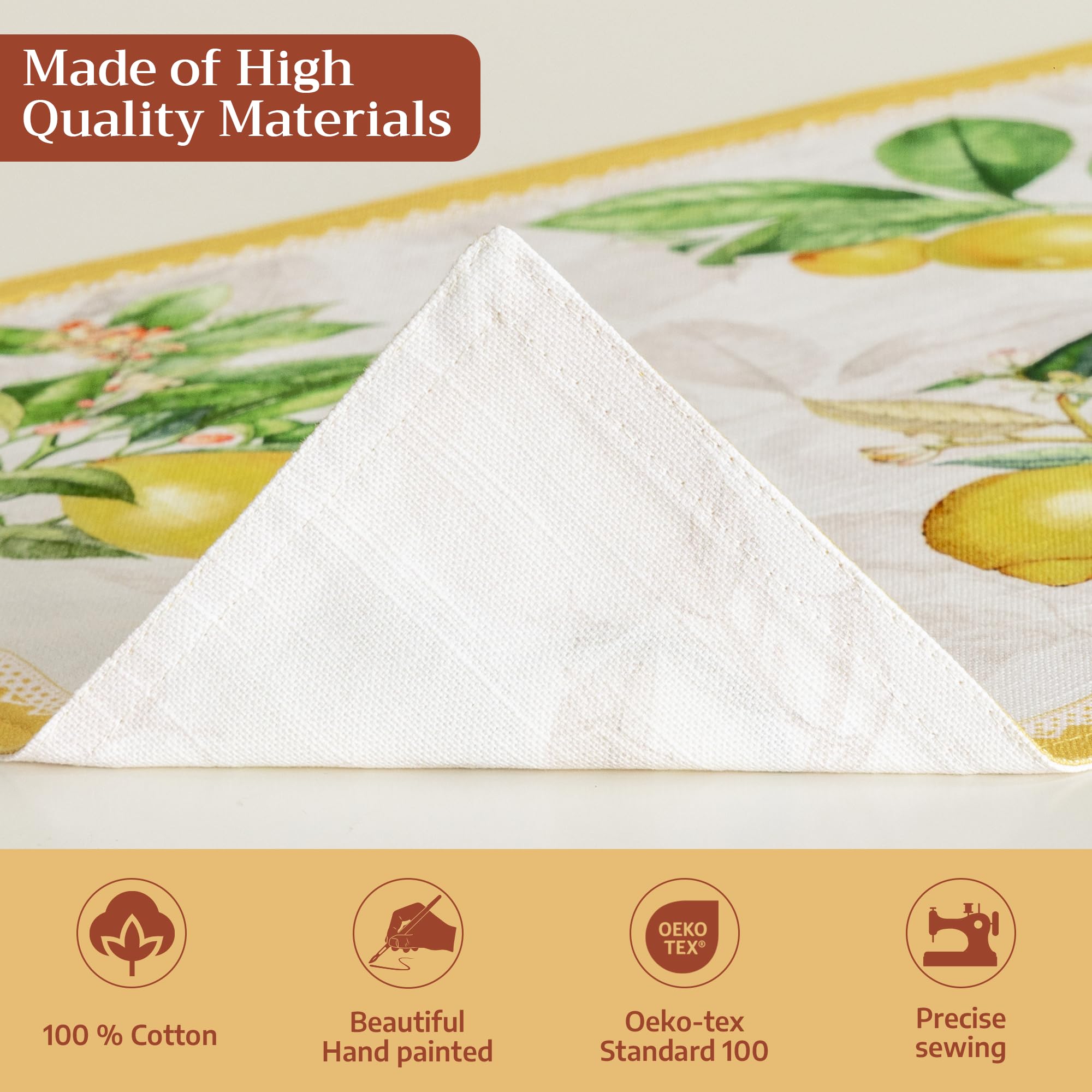 Maison d 'Hermine Limoncello Juego de 4 manteles Individuales 100% algodón para la Mesa de Comedor | Cocina | Boda | La Vida Cotidiana | Cenas | Primavera/Verano (33 cm x 48 cm), Día Madre