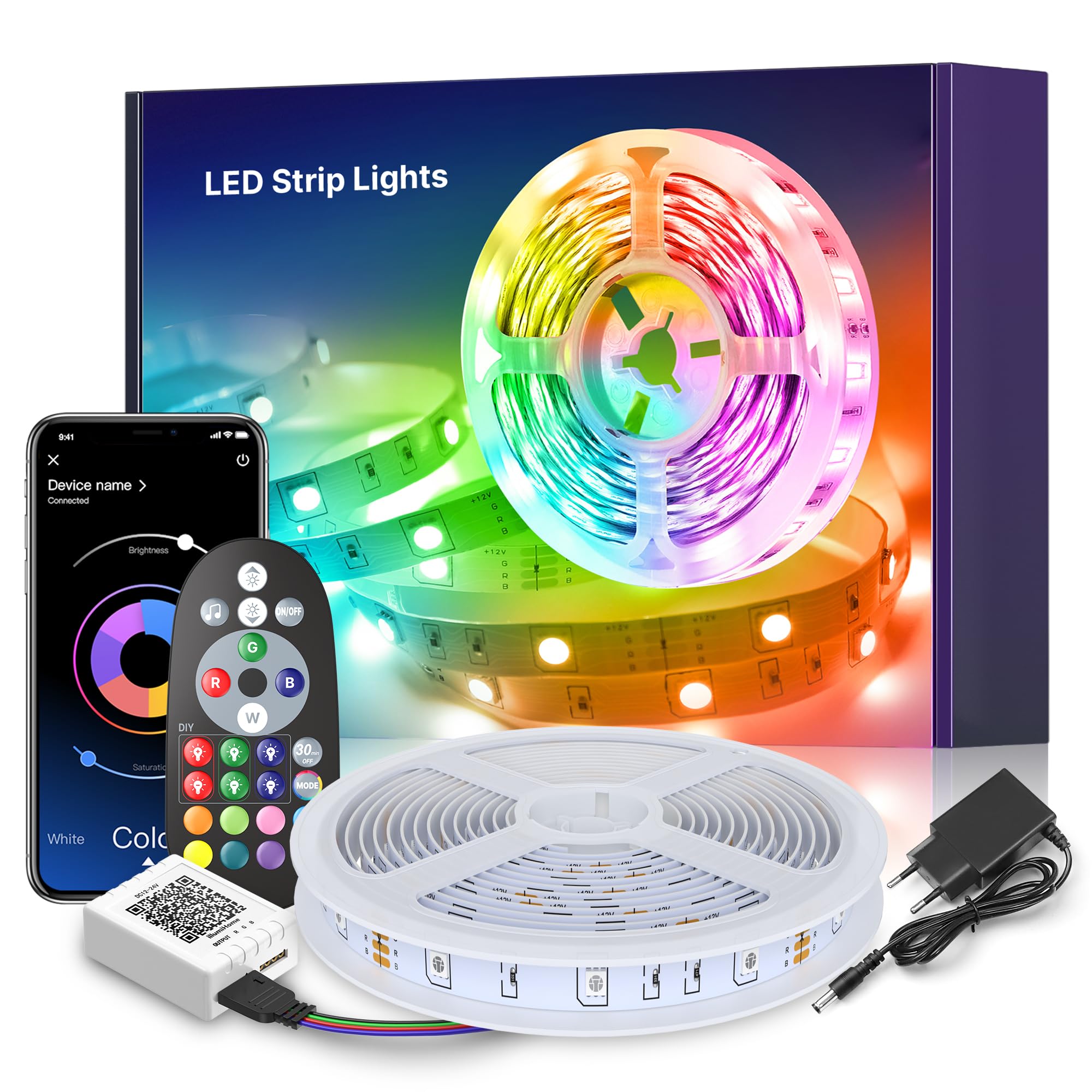 Mexllex LED Strip 10m, LED Streifen mit Fernbedienung und App, Farbwechsel LED Lichterkette, Musik Sync Timer LED Leiste für Party, Zuhause, Schlafzimmer, TV, Küche Deko