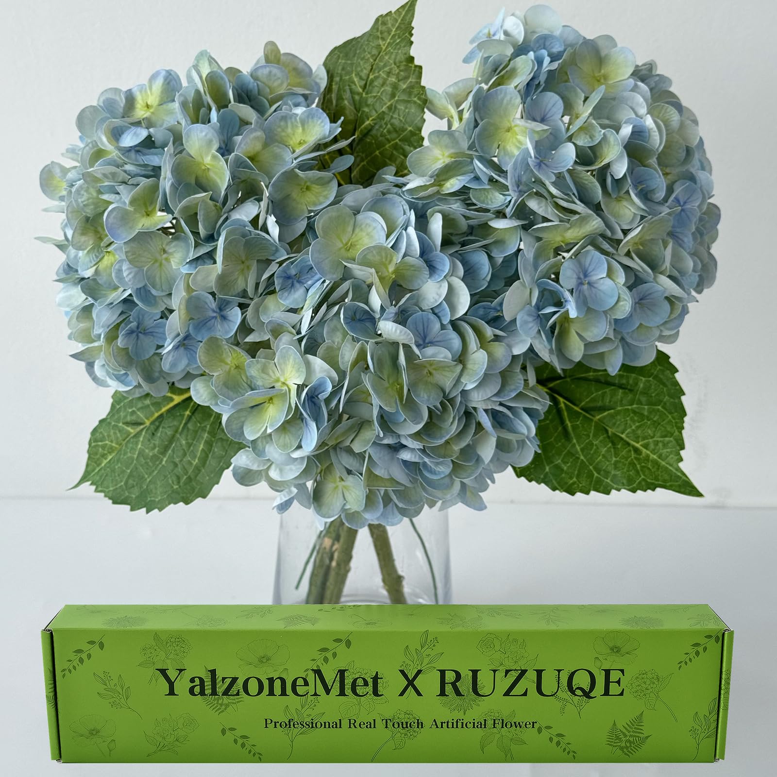 YalzoneMet 3 Pack Light Blue-Green Hydrangea