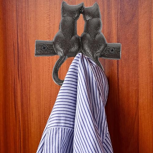 Miniatura 2 de Housoutil Gancho de sombrero y abrigo en forma de gato de estilo retro de hierro para el hogar montado en la pared colgante decorativo