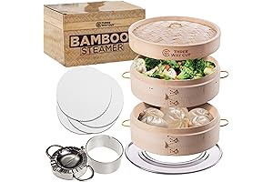 2-Tier Bamboo Steamer: Wonderfully Versatile Steaming Kit for Authentic Asian Cuisine