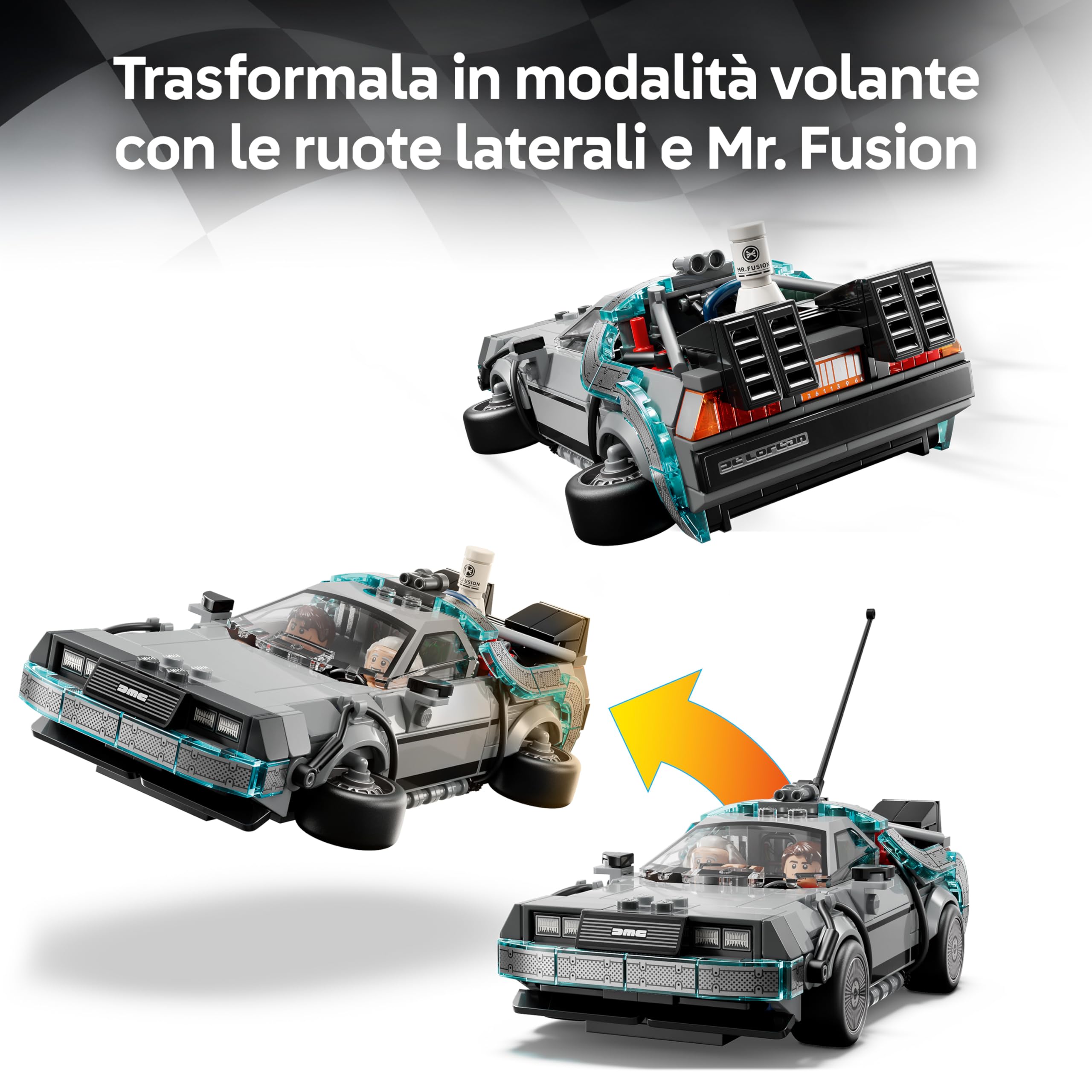 LEGO Speed Champions Macchina del Tempo di Ritorno al Futuro Giocattolo - Kit Modellino di Auto con Minifigure di Doc Brown e Marty McFly - Regalo per Bambini, Bambine e Fan del Film da 9 Anni - 77256