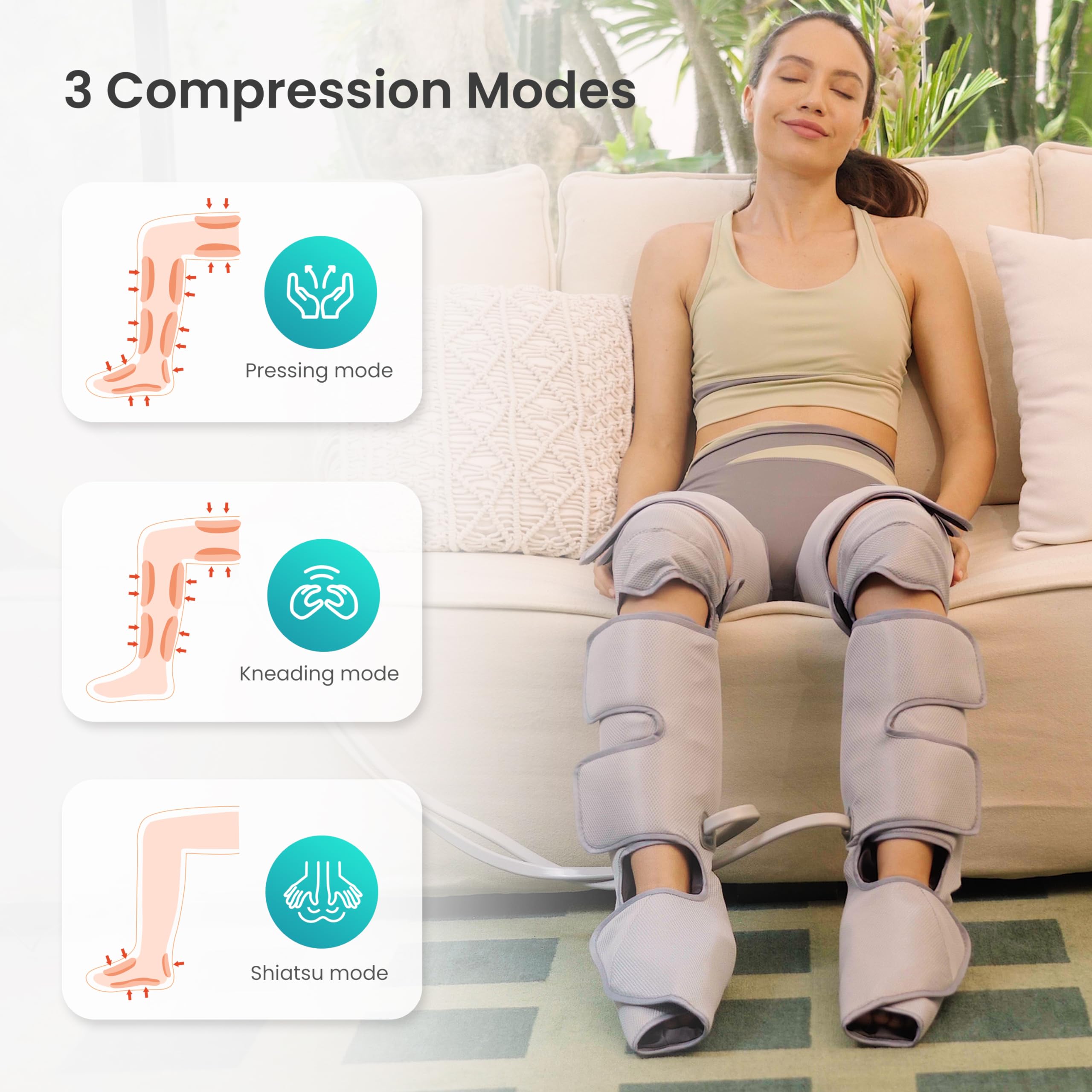 Snailax Masajeadora de Piernas con Compresión, Masajeador de Rodillas y Pantorrillas con Calor, 4D Masajeador Piernas Tejido Profundo Amasamiento, Regalos para Mujeres Hombres,Gris