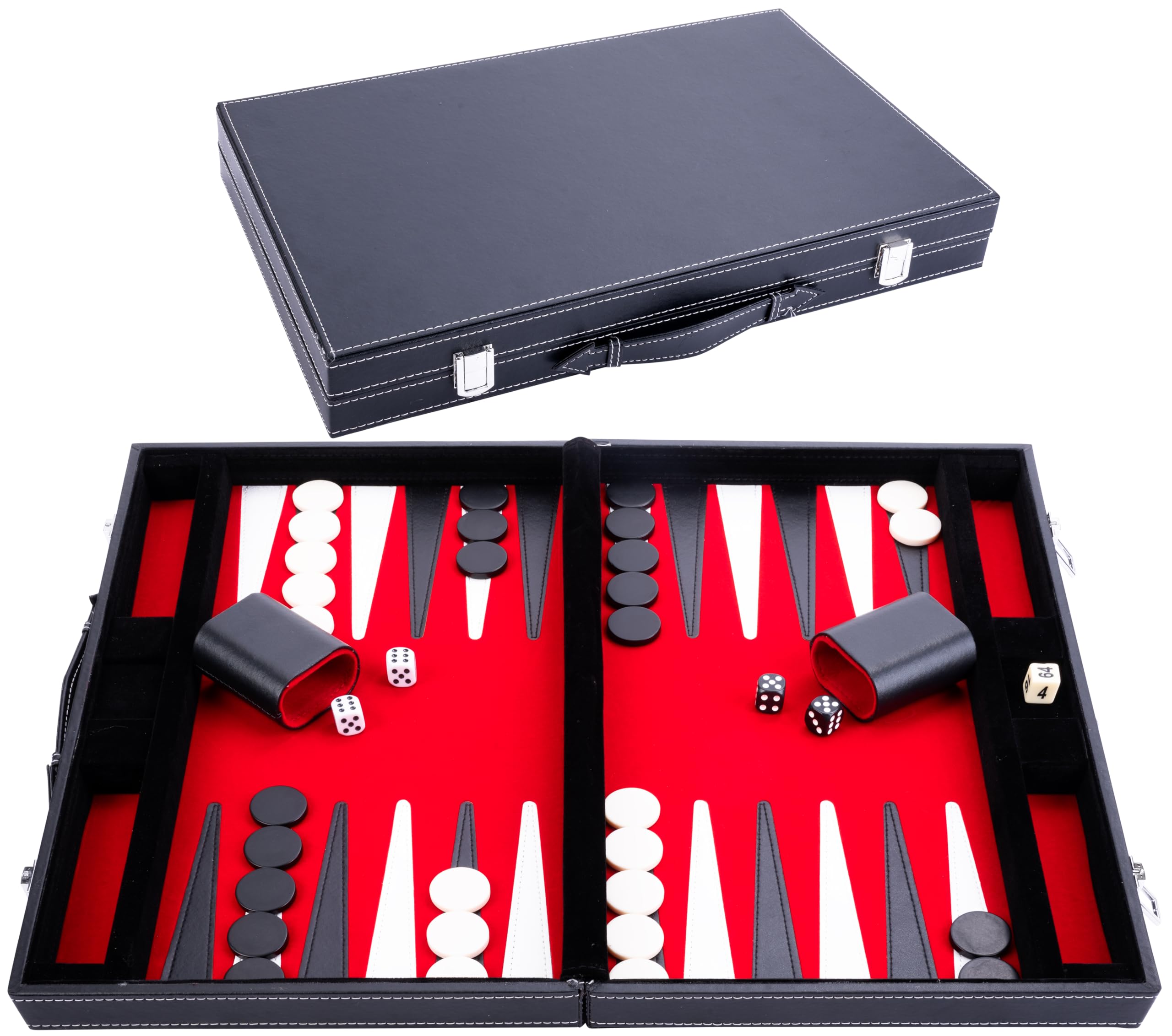 Engelhart – 250519 – Backgammon 18” – czerwono-czarny – plansza pikowana – czarne etui – gra strategiczna – od 6 lat