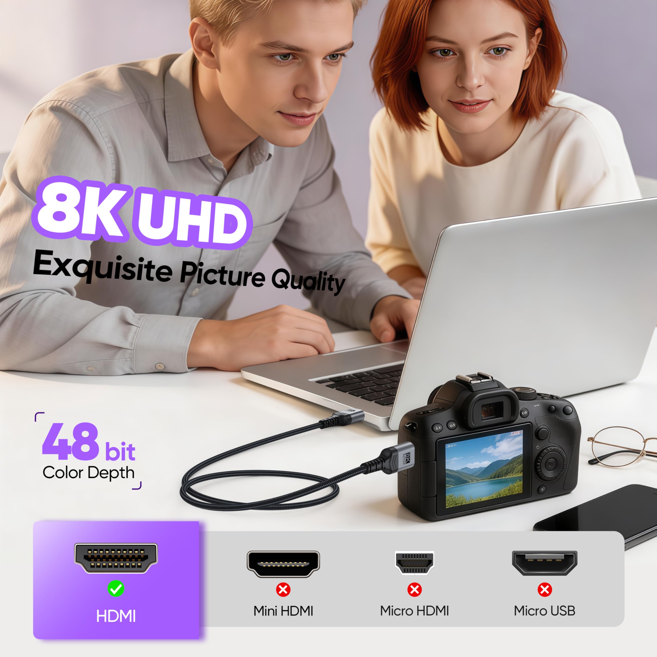 Confezione da 10 cavi HDMI 2.1 da 8 K, 3 m, cavo HDMI lungo Multipack, cavi HDMI eARC ad alta velocità da 48 Gbps, 4K a 144 Hz 8K a 60 Hz, HDR10, eARC, HDCP per computer, monitor, HDTV, TV, Soundbar