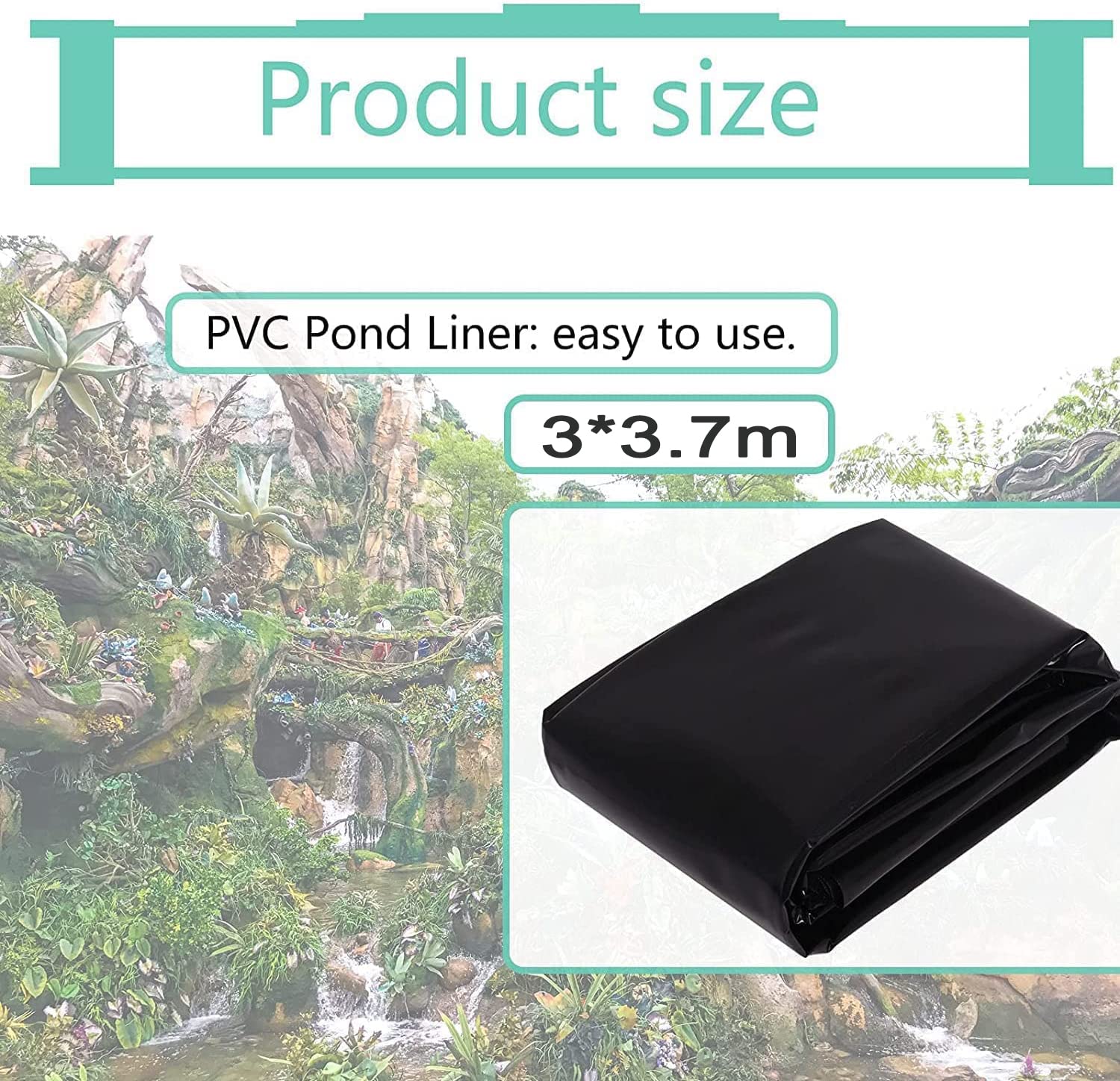 Poweka Pond Liner 300cm*365cm,14.5-Mil Durable HDEP Pond Liners para estanques koi, cascadas, Arroyos, Fuentes y Jardines acuáticos en Muchas Formas
