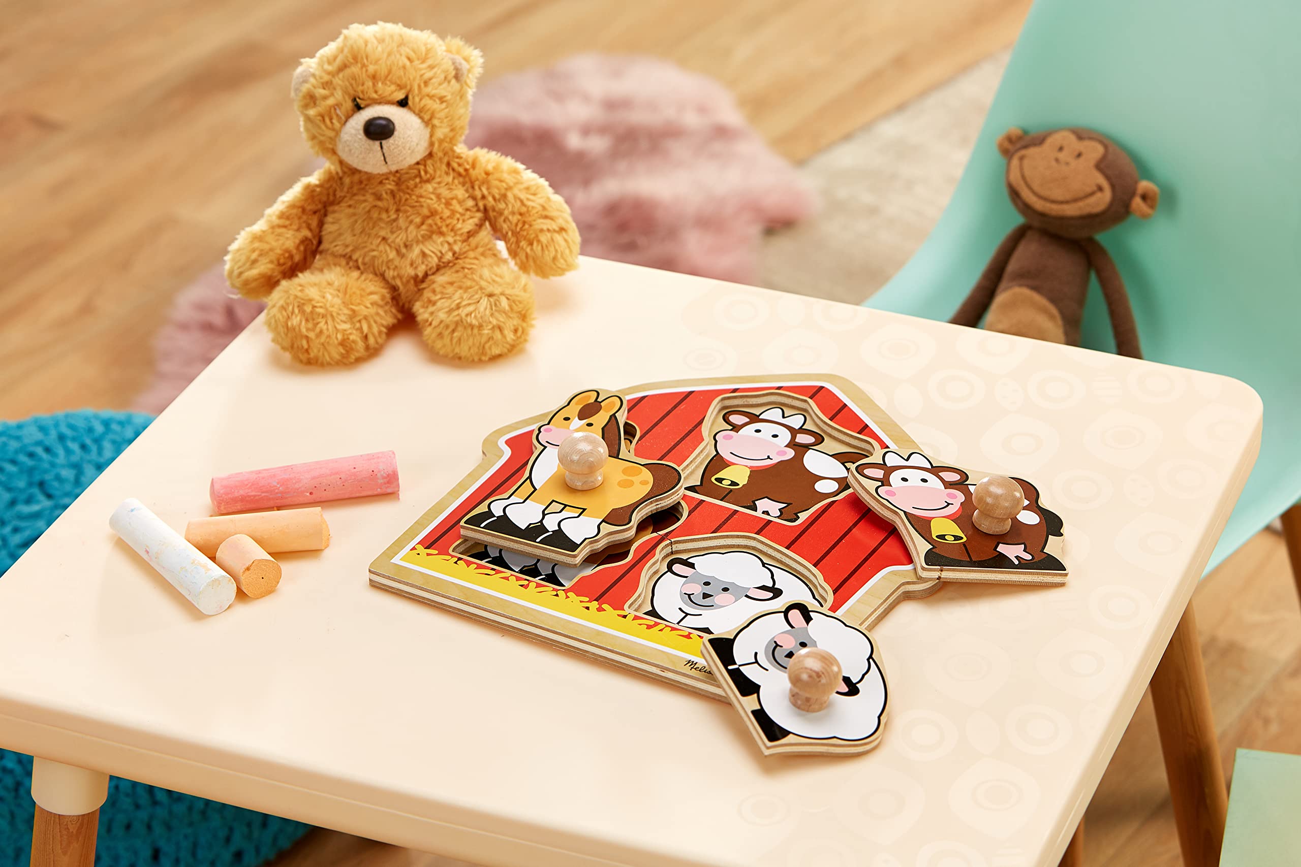 Puzzle Sonore La Ferme En Bois - 8 Pièces, Sons Réalistes - Jouet éducatif Pour Enfants 2-4 Ans - Melissa & Doug