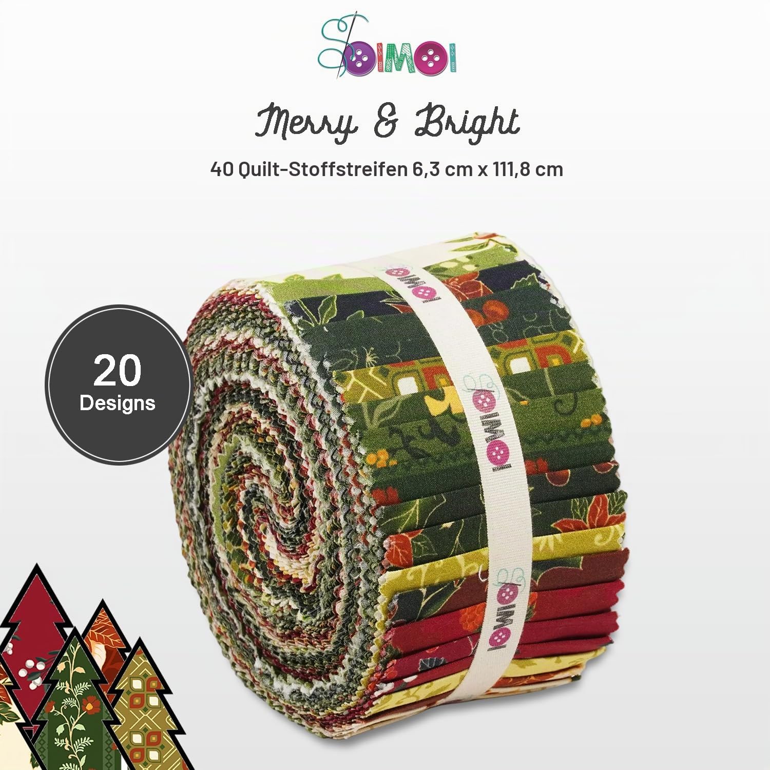 Soimoi Jelly Roll-Stoffe Zum Quilten, 40 Streifen, 6,3 Cm Baumwollstreifenbündel, Perfekter Quiltstoff Für Bastelprojekte, Decken, Vorgeschnittene Steppdeckenstoffe, Teppiche - Mery & Bright