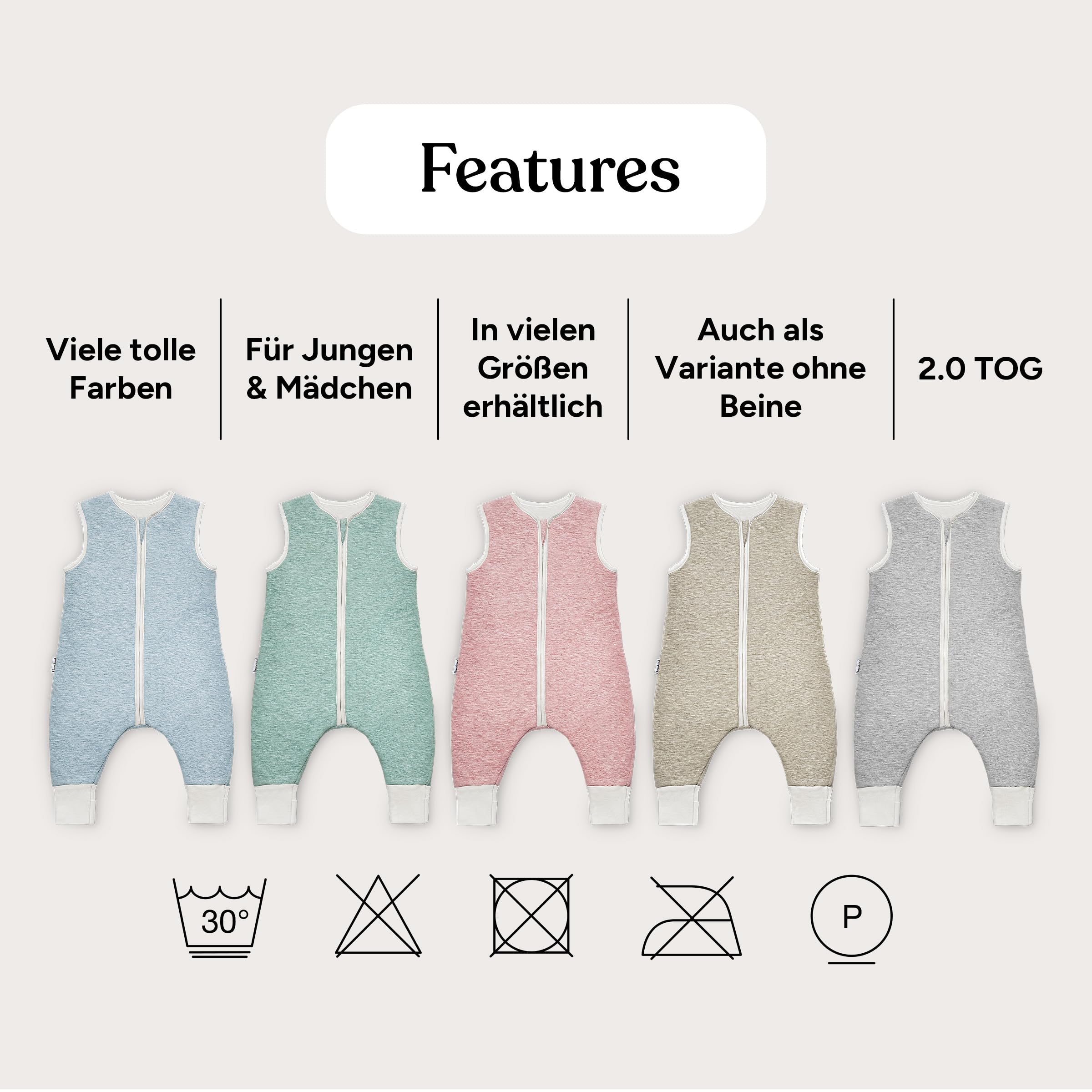 Ehrenkind® Ganzjahres-Schlafsack mit Füßen Wollfüllung | 100% Bio-Baumwolle mit 100% Wolle Füllung Baby-Schlafsack | OEKO-TEX | Hellgrau Melange 100