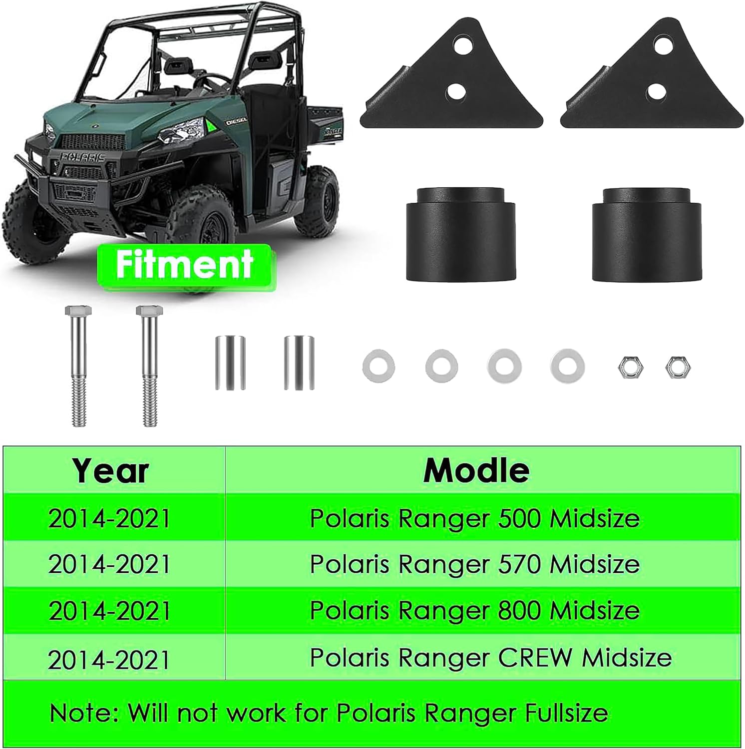 2.5'' Lift Kit UTV Front & Rear Suspension for Polaris Ranger 500/570/CREW Midsize 2014-2025