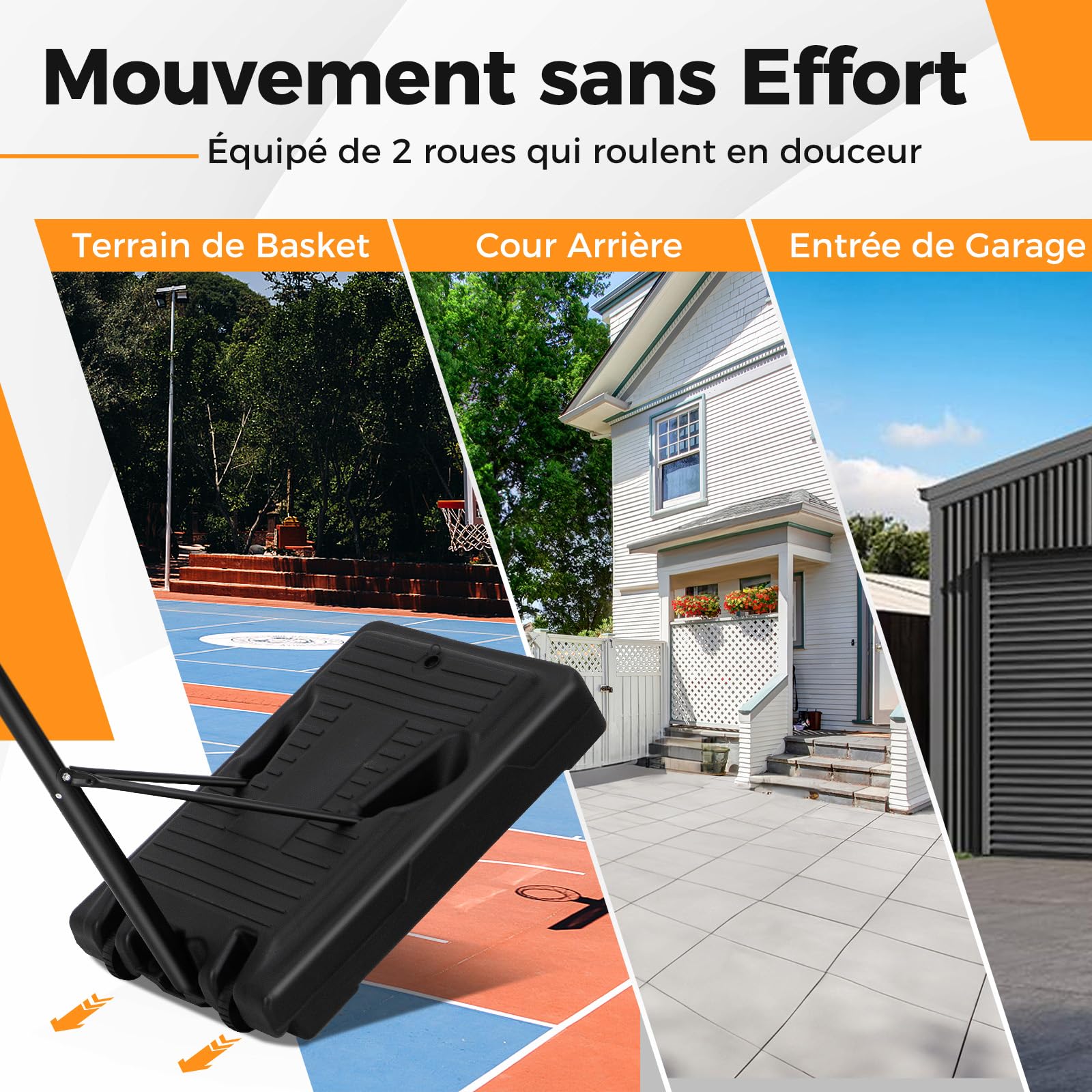 GOPLUS Panier de Basket Mobile, Hauteur Réglable (270-320CM) avec Base Remplissable, Panneau en PC Incassable, Panier de Basket Portable Intérieur/Extérieur & Système de But pour Enfants/Jeunes