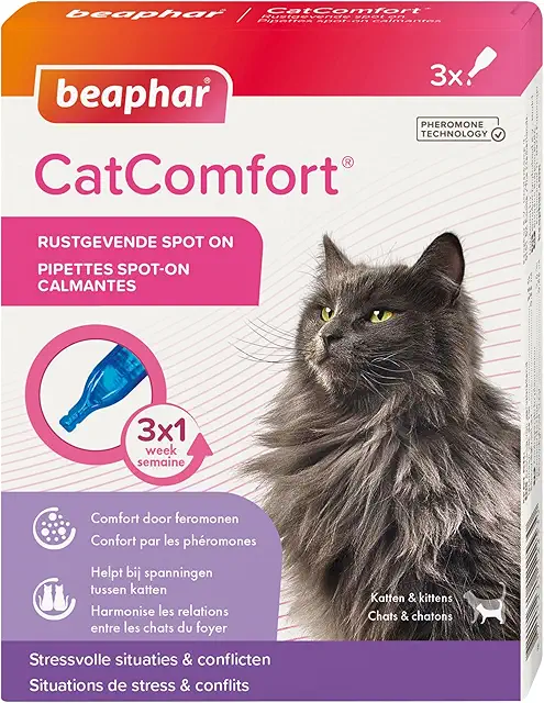 Pipettes calmantes phéromones anti-stress pour chat et chaton - 3 pipettes
