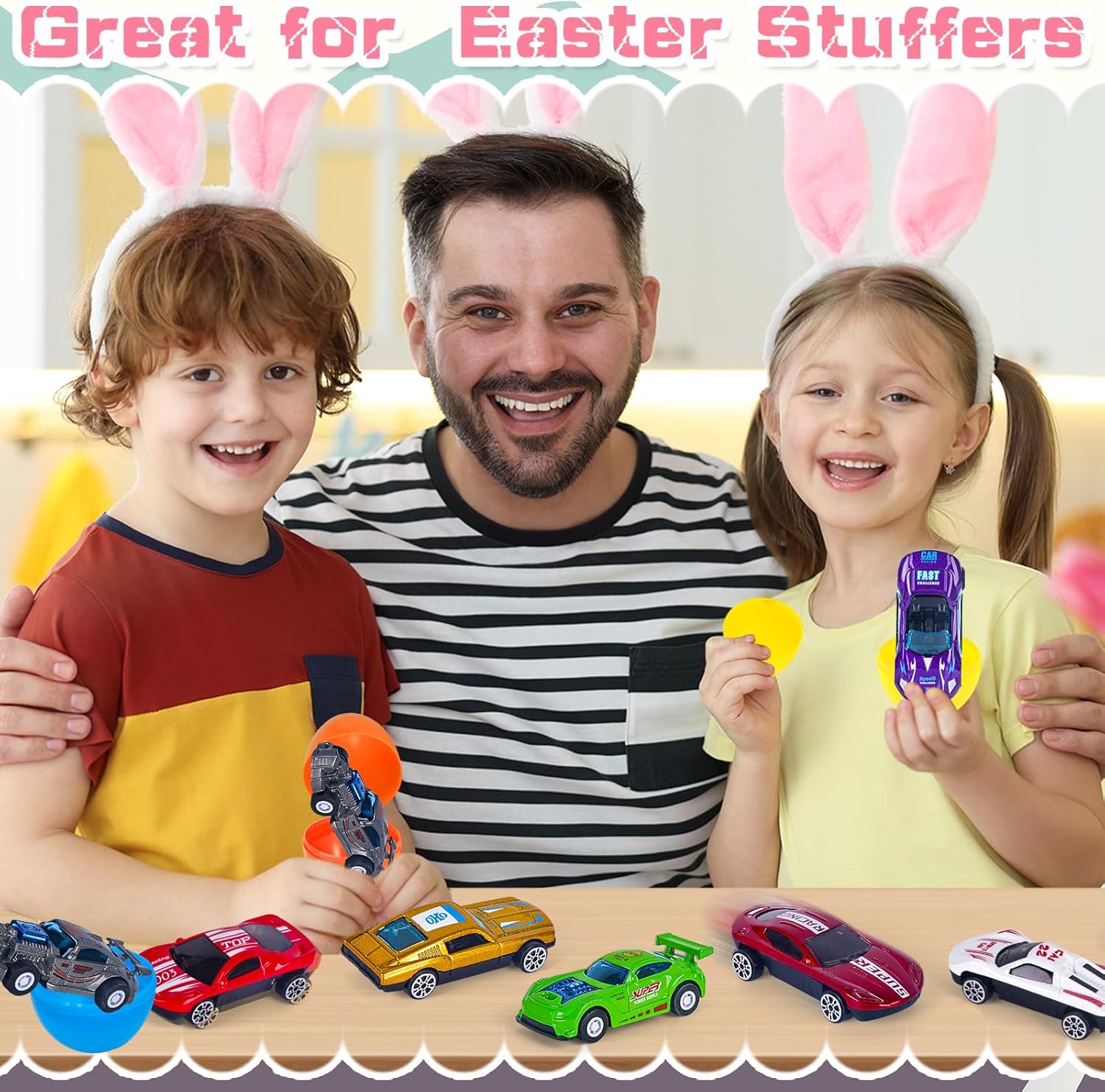 16 Packs Easter Eggs with Die-cast Alloy Cars for Boys, Prefilled Easter Eggs for Kids Toddlers Easter Basket Stuffers, Easter Party Favor Supplies for Easter Egg Hunt, Easter Toys Gifts for Boys - Image 4