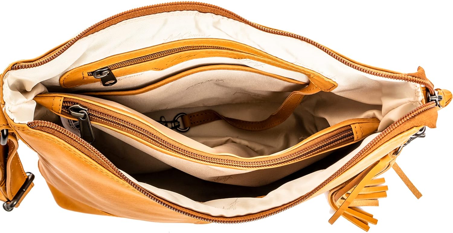 Lady Conceal Blake Leather Concealed Carry Crossbody - Womens Concealed Carry Purse – Locking Zippers with Gun Holster - Image 5