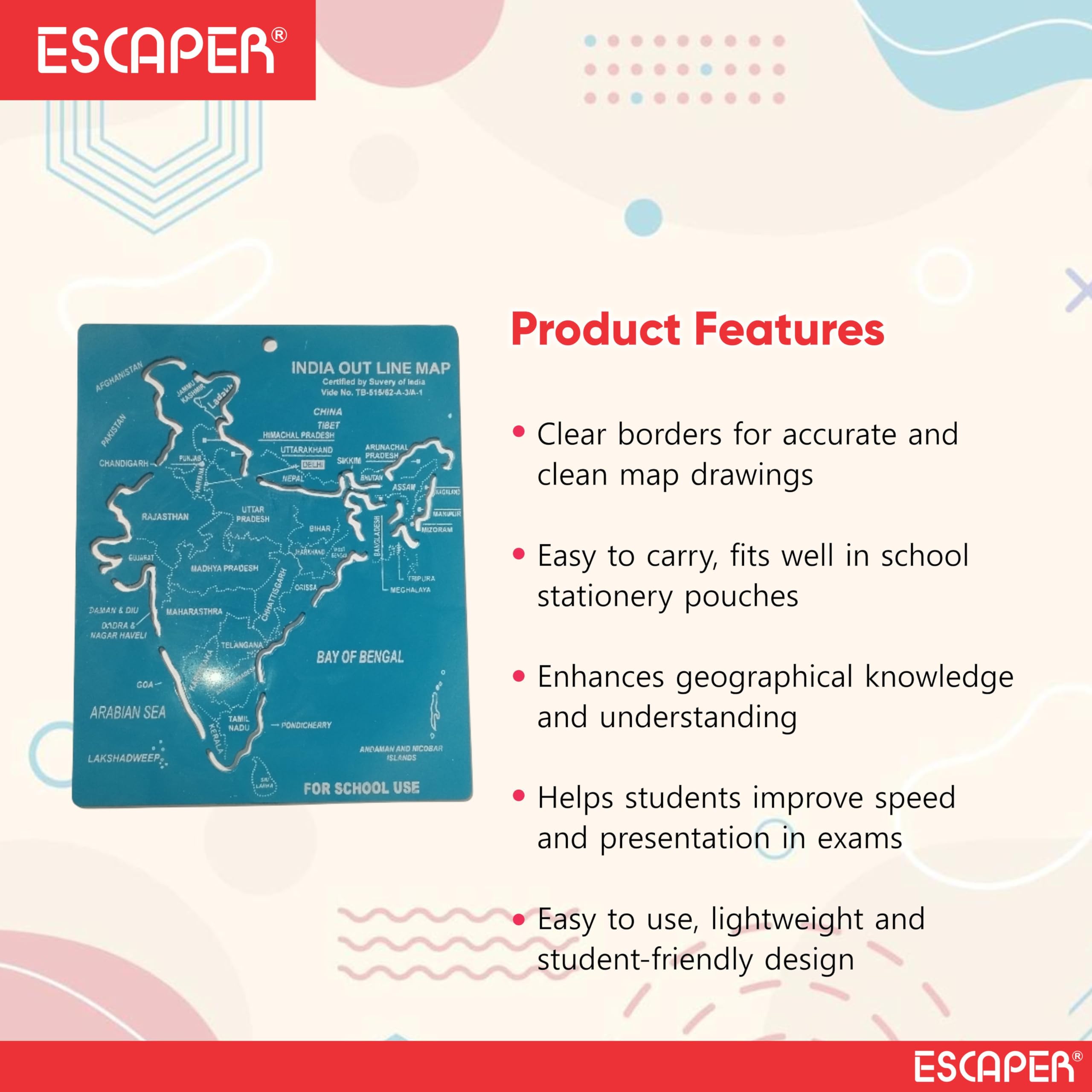 India Map Stencil - Trace & Learn Geography -2