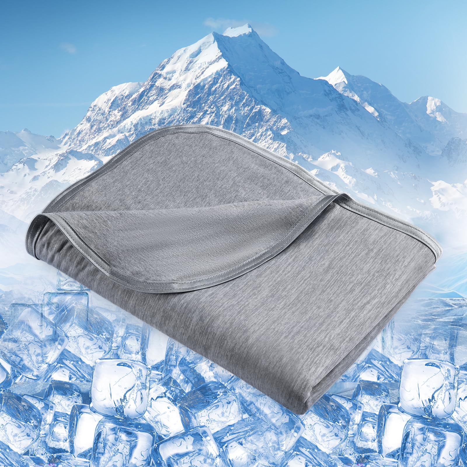 Cooling Blanket Queen for Hot Sleepers, Summer Cold Throw for Hot Flashes  or Night Sweats, Cool Fiber for Bed Couch, Lightweight, Comfort